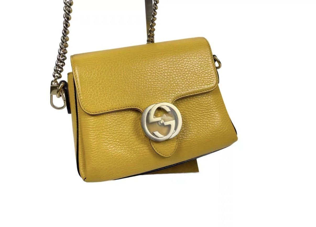 Gucci Yellow Leather Crossbody Bag with Chain Strap Size ONE SIZE - 2 Thumbnail