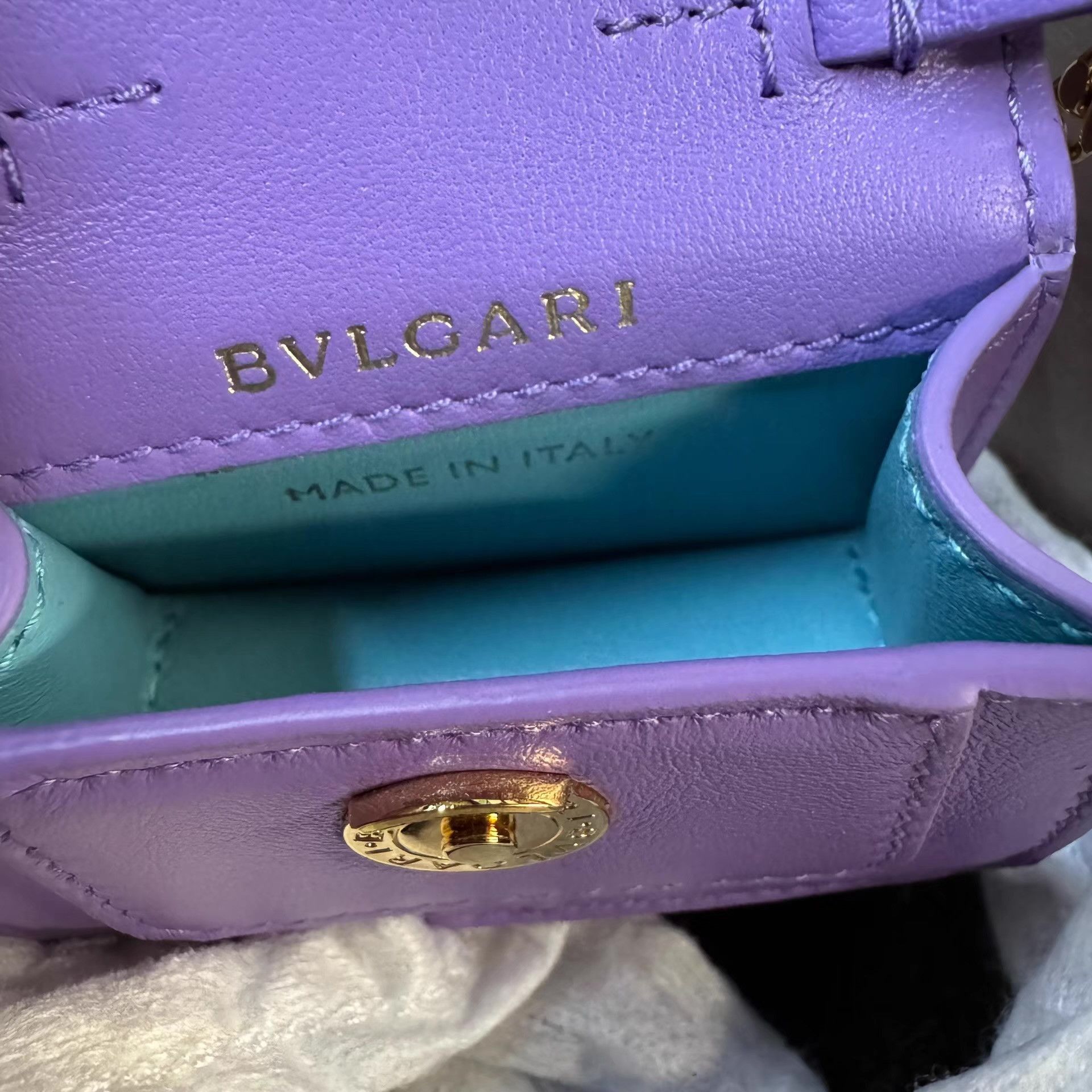 Bvlgari Purple Mini Crossbody Bag with Gold Snake Clasp Size ONE SIZE - 8 Thumbnail