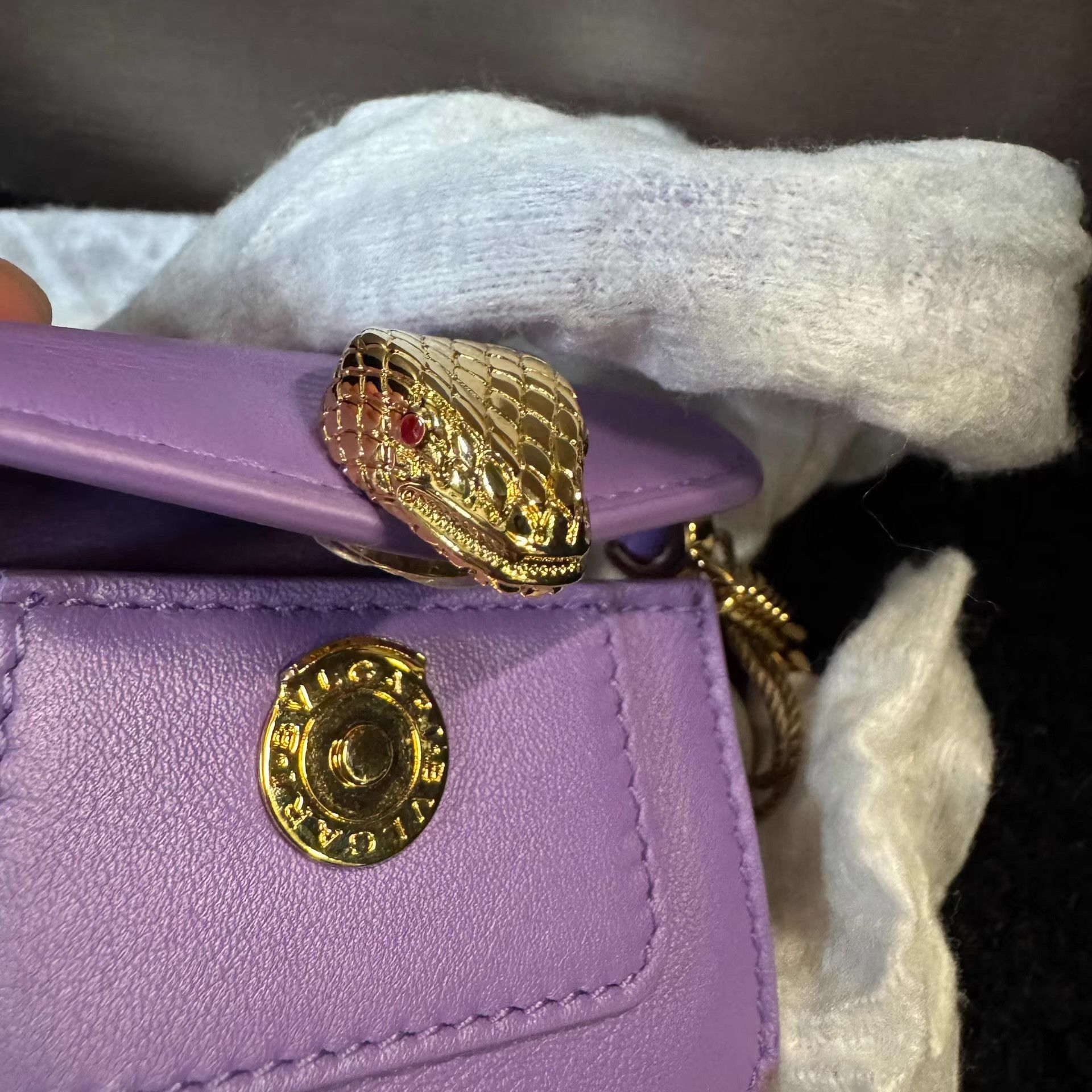 Bvlgari Purple Mini Crossbody Bag with Gold Snake Clasp Size ONE SIZE - 4 Thumbnail