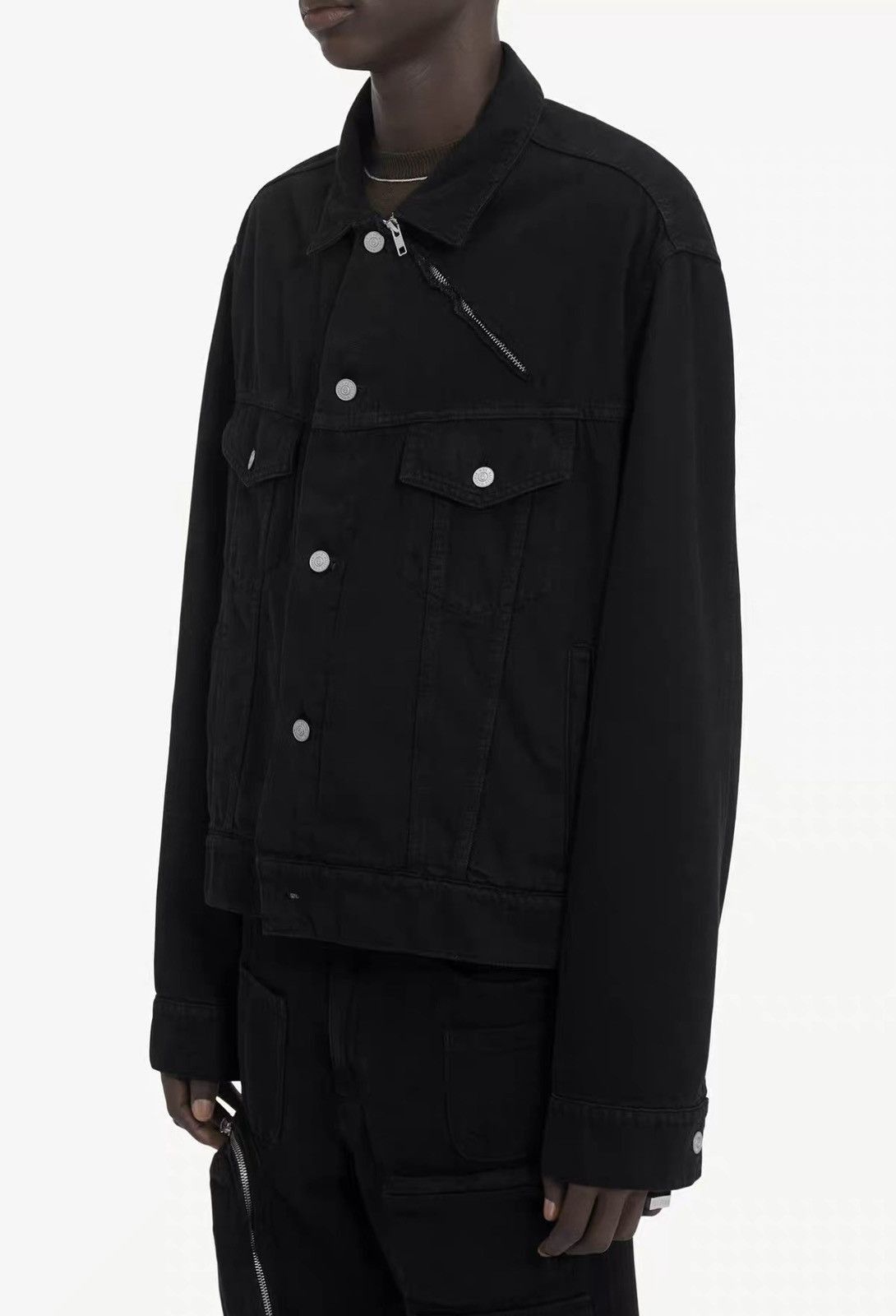 Maison Margiela Black Denim Jacket with Button Front and Pockets Size US S / EU 44-46 / 1 - 7 Thumbnail