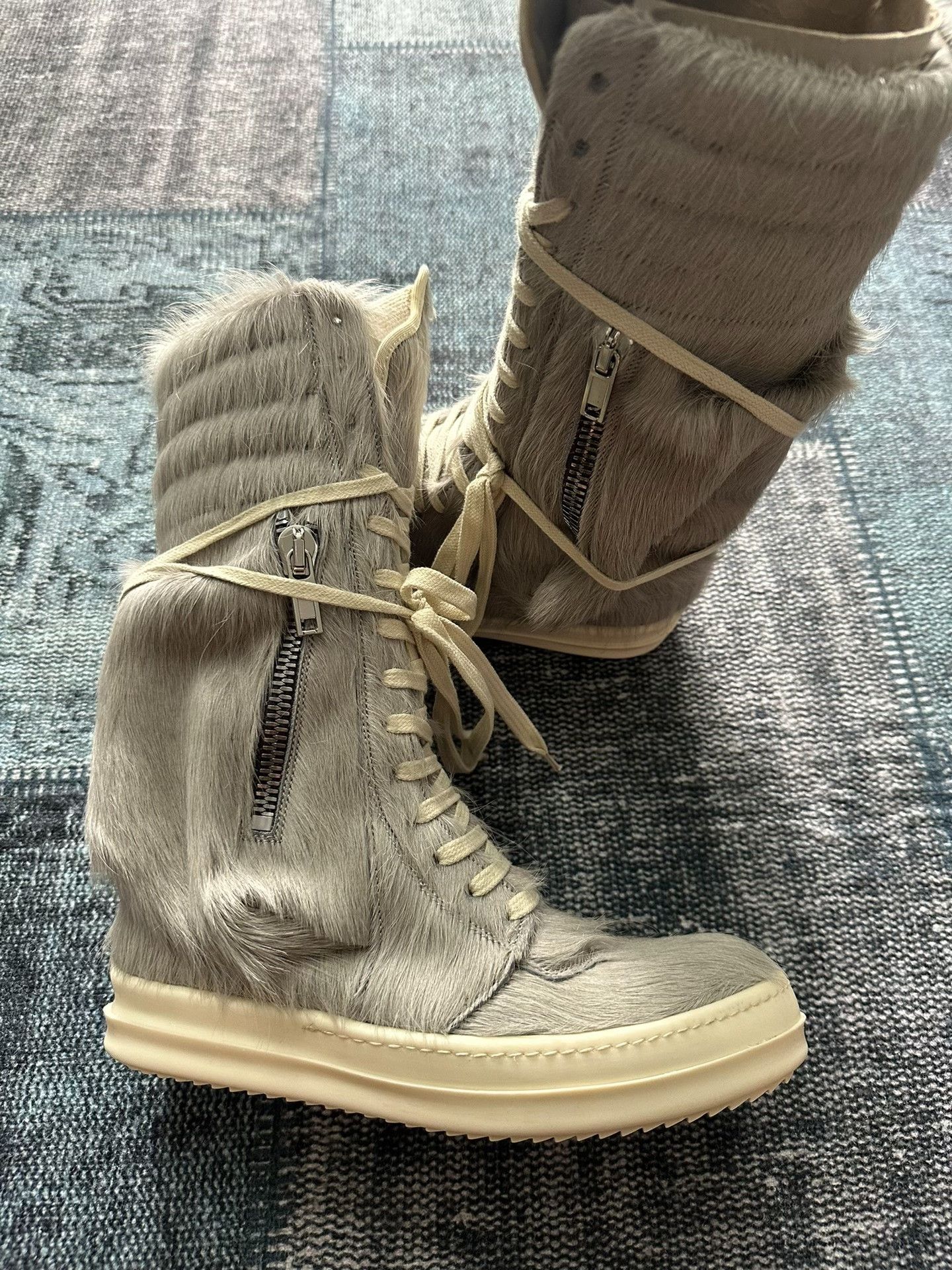 Rick Owens Rick Owens Gray Cow Hair Cargo Boots Size US 6 / IT 36 - 3 Thumbnail