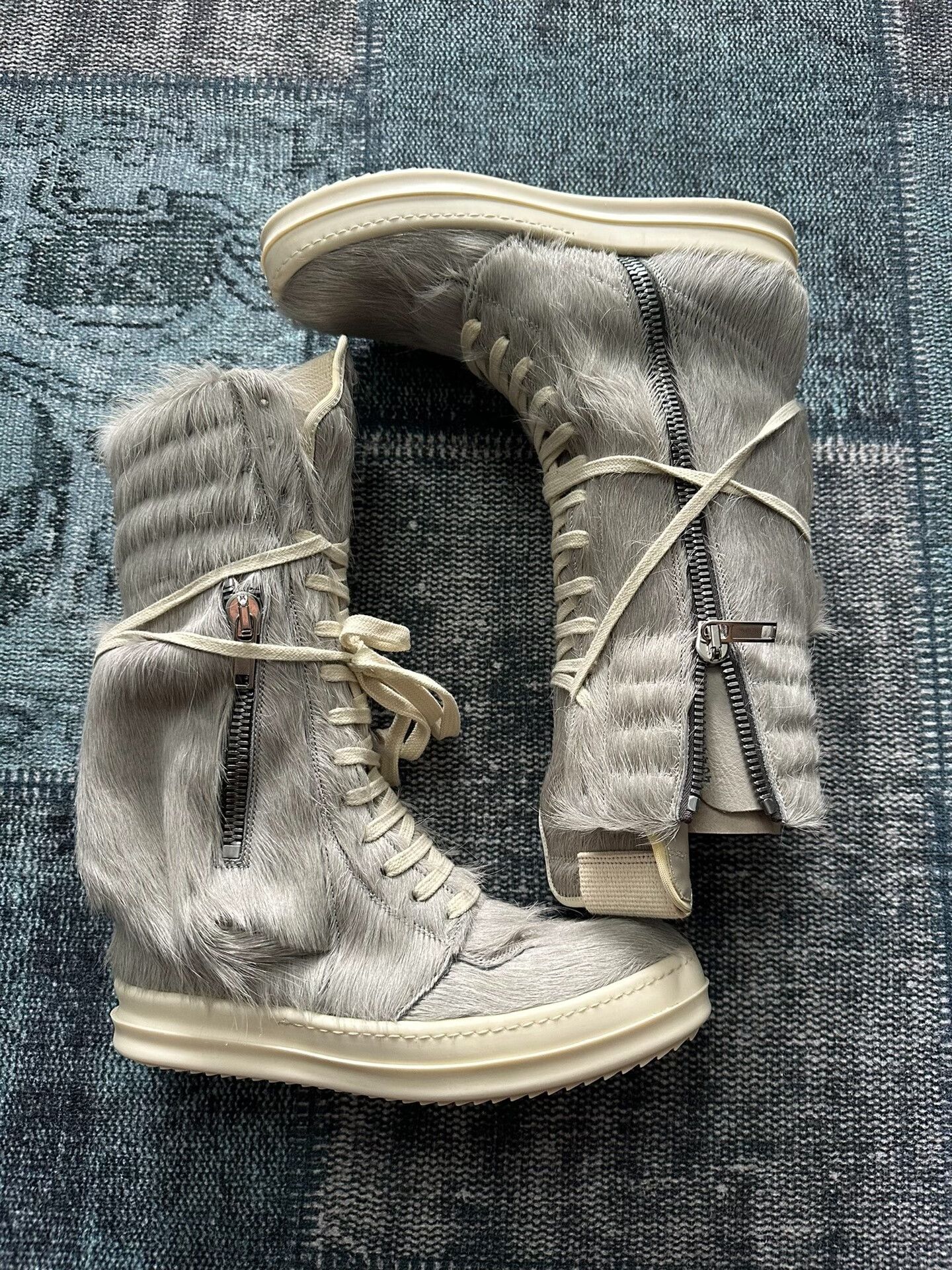 Rick Owens Rick Owens Gray Cow Hair Cargo Boots Size US 6 / IT 36 - 2 Thumbnail