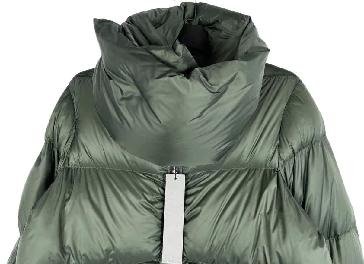 Rick Owens Green Cropped Puffer Jacket with High Collar Size US XS / EU 42 / 0 - 3 Thumbnail