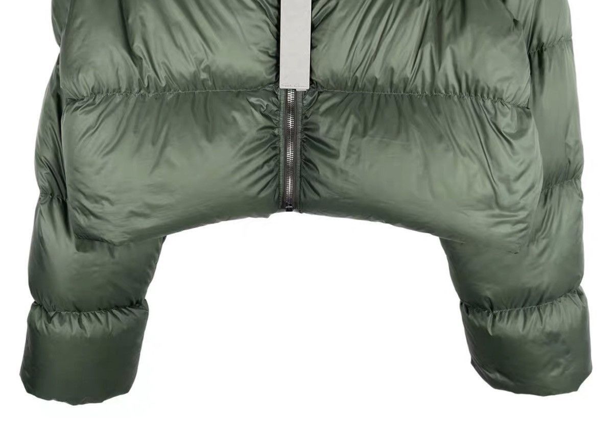 Rick Owens Green Cropped Puffer Jacket with High Collar Size US XS / EU 42 / 0 - 4 Thumbnail