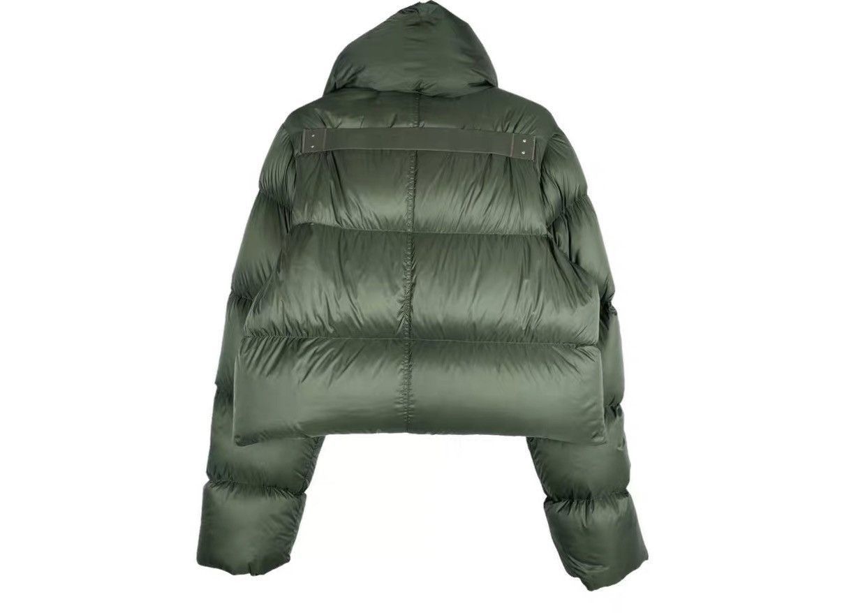 Rick Owens Green Cropped Puffer Jacket with High Collar Size US XS / EU 42 / 0 - 2 Thumbnail