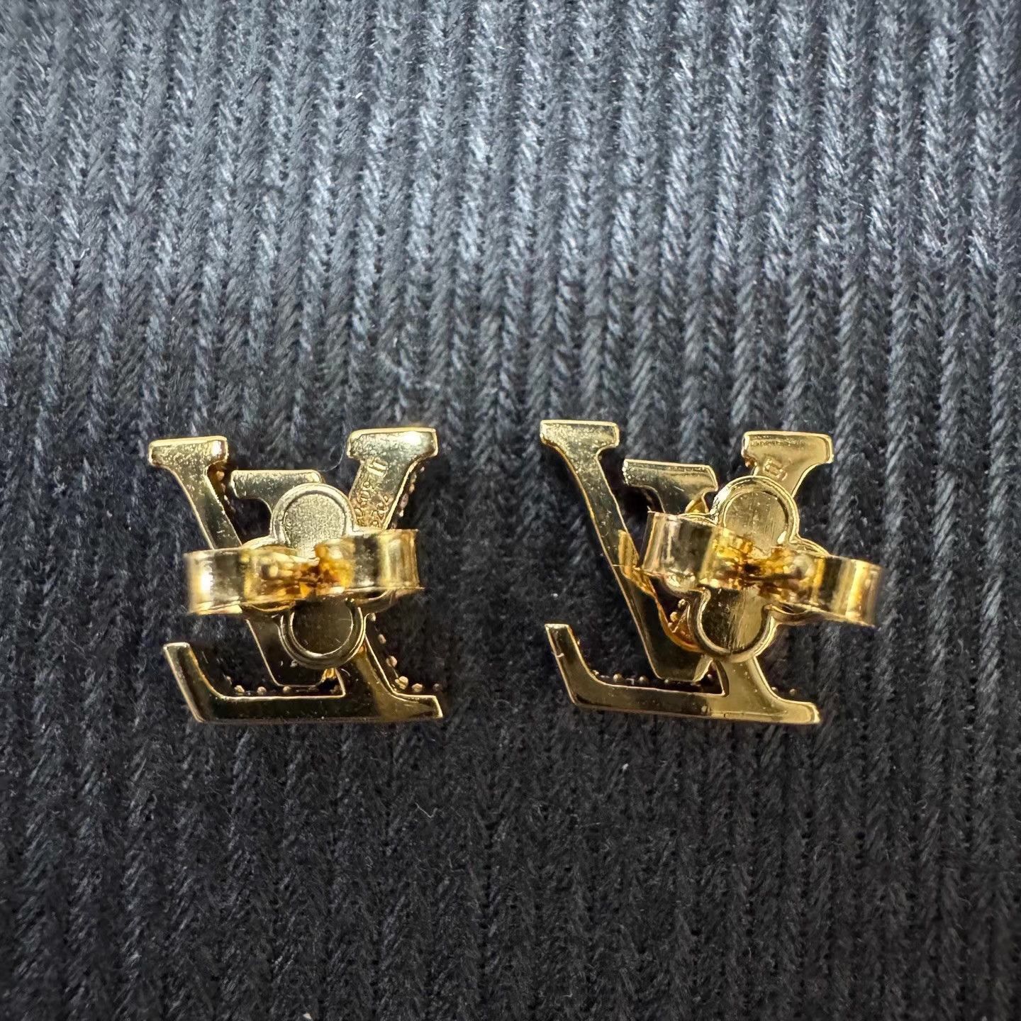 Louis Vuitton Gold Rhinestone Initial Stud Earrings Size ONE SIZE - 3 Thumbnail