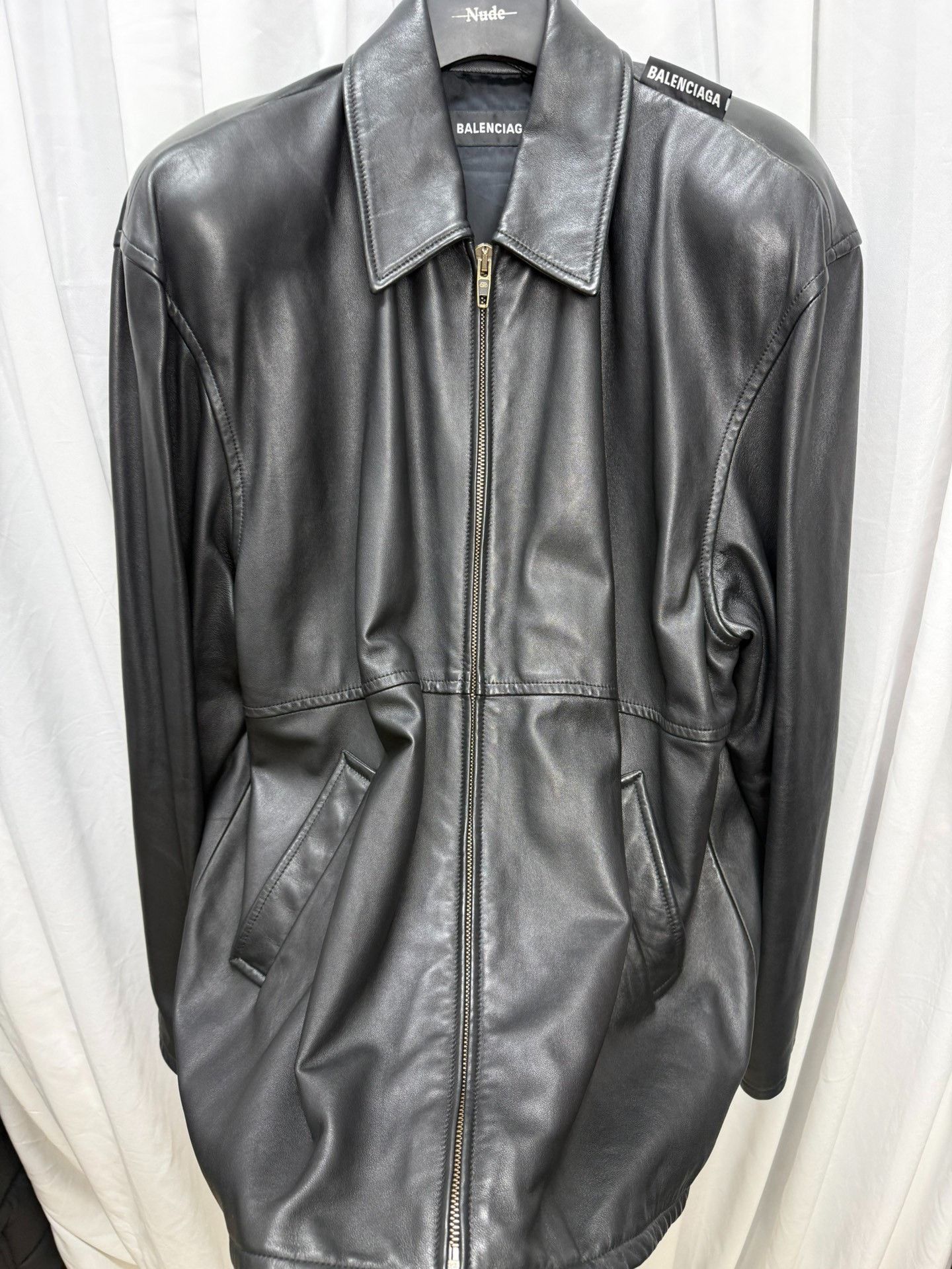 Balenciaga Balenciaga Oversized Shoulder Embroidered Leather Jacket Size US M / EU 48-50 / 2 - 5 Thumbnail
