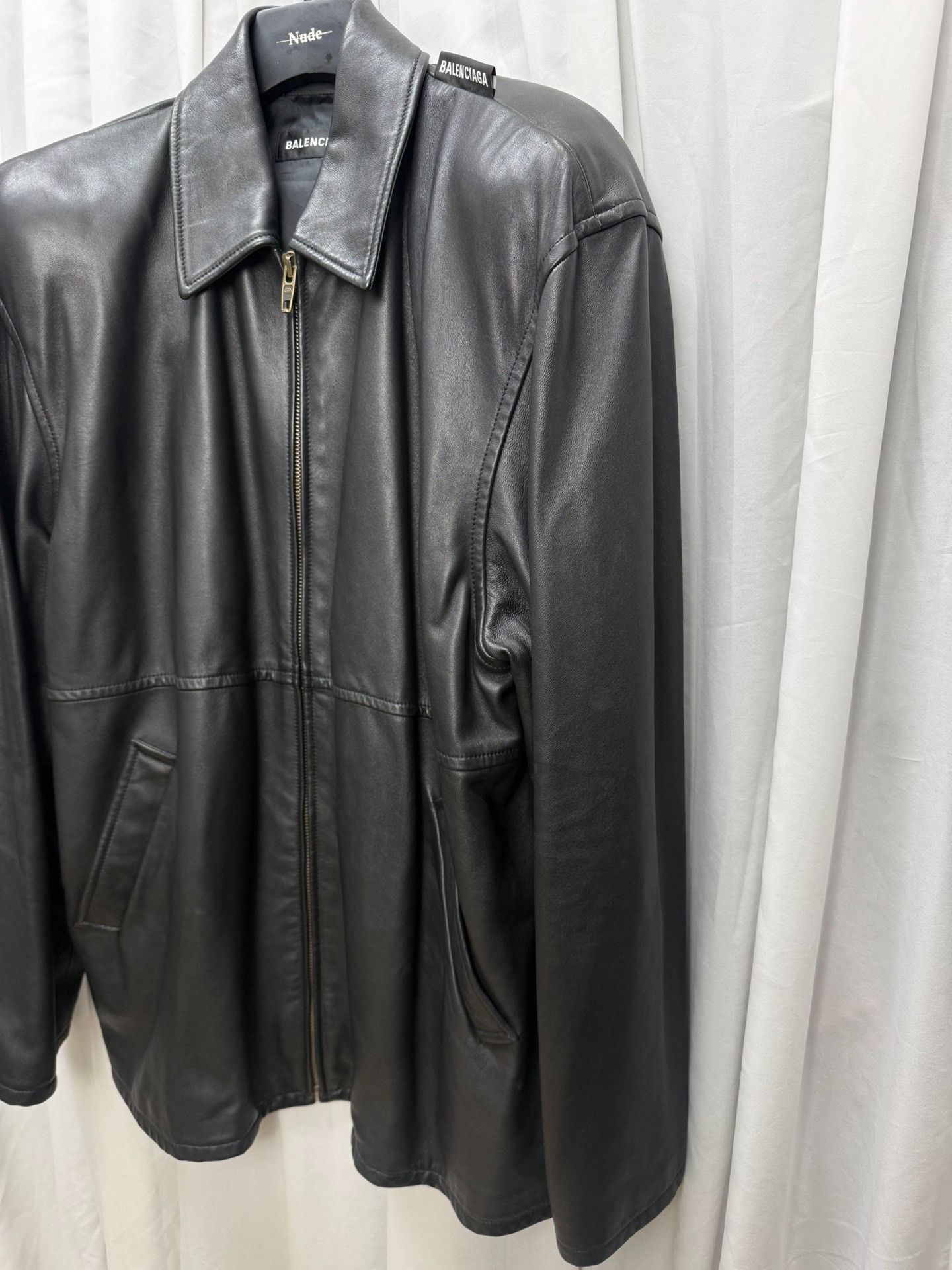 Balenciaga Balenciaga Oversized Shoulder Embroidered Leather Jacket Size US M / EU 48-50 / 2 - 2 Thumbnail