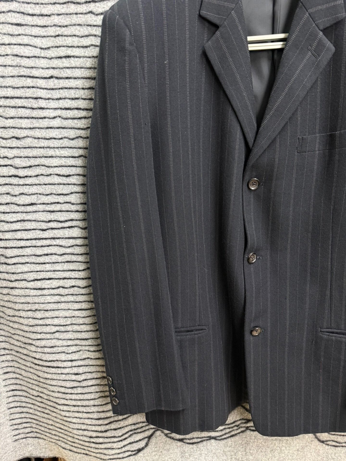 Y's for Men Yohji Yamamoto Y's Men's Thick Wool Striped Loose Suit Size US L / EU 52-54 / 3 - 3 Thumbnail