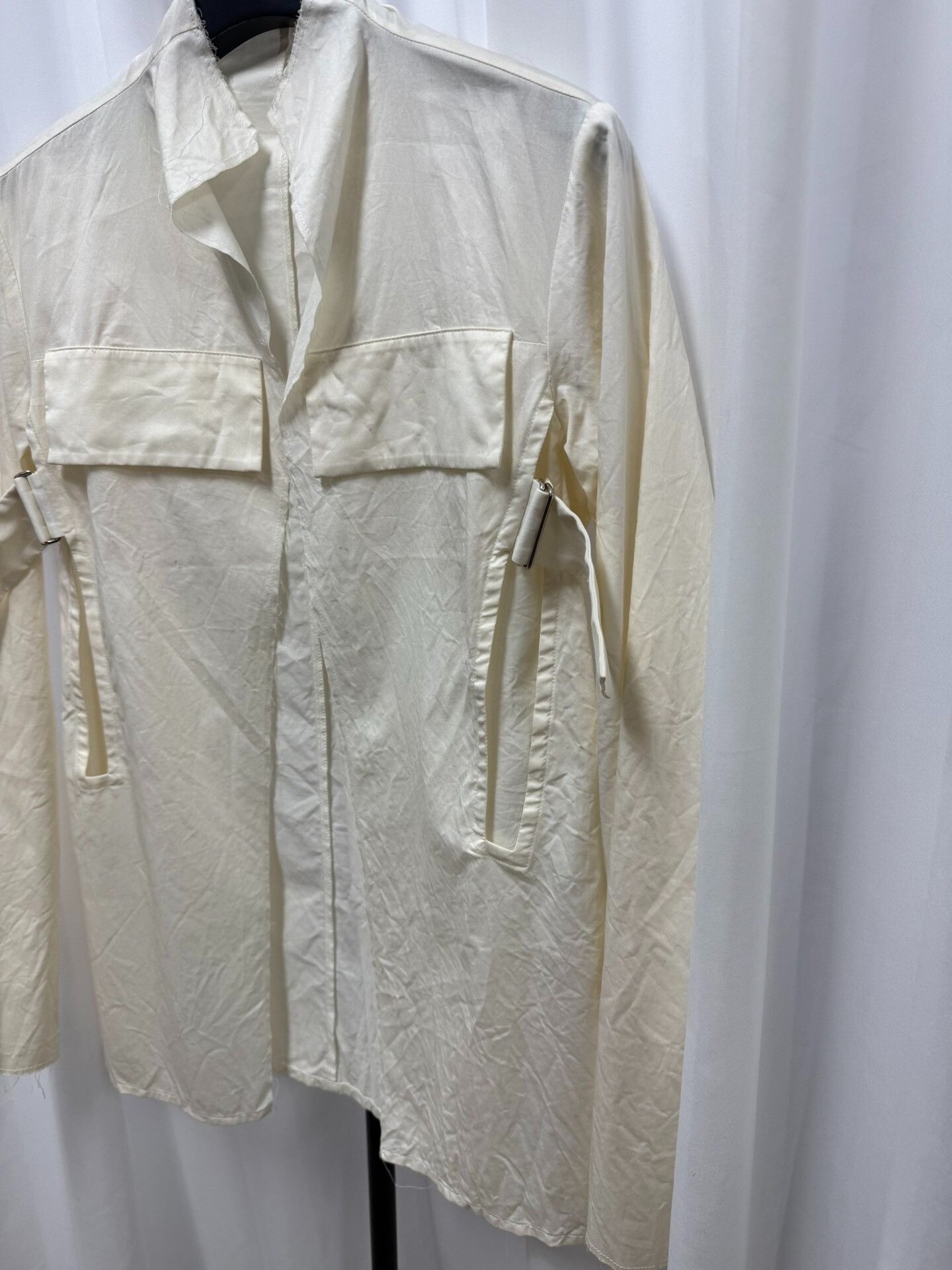 Yohji Yamamoto Yohji Yamamoto Main Line Distressed Silk Blend Shirt Size US M / EU 48-50 / 2 - 2 Thumbnail