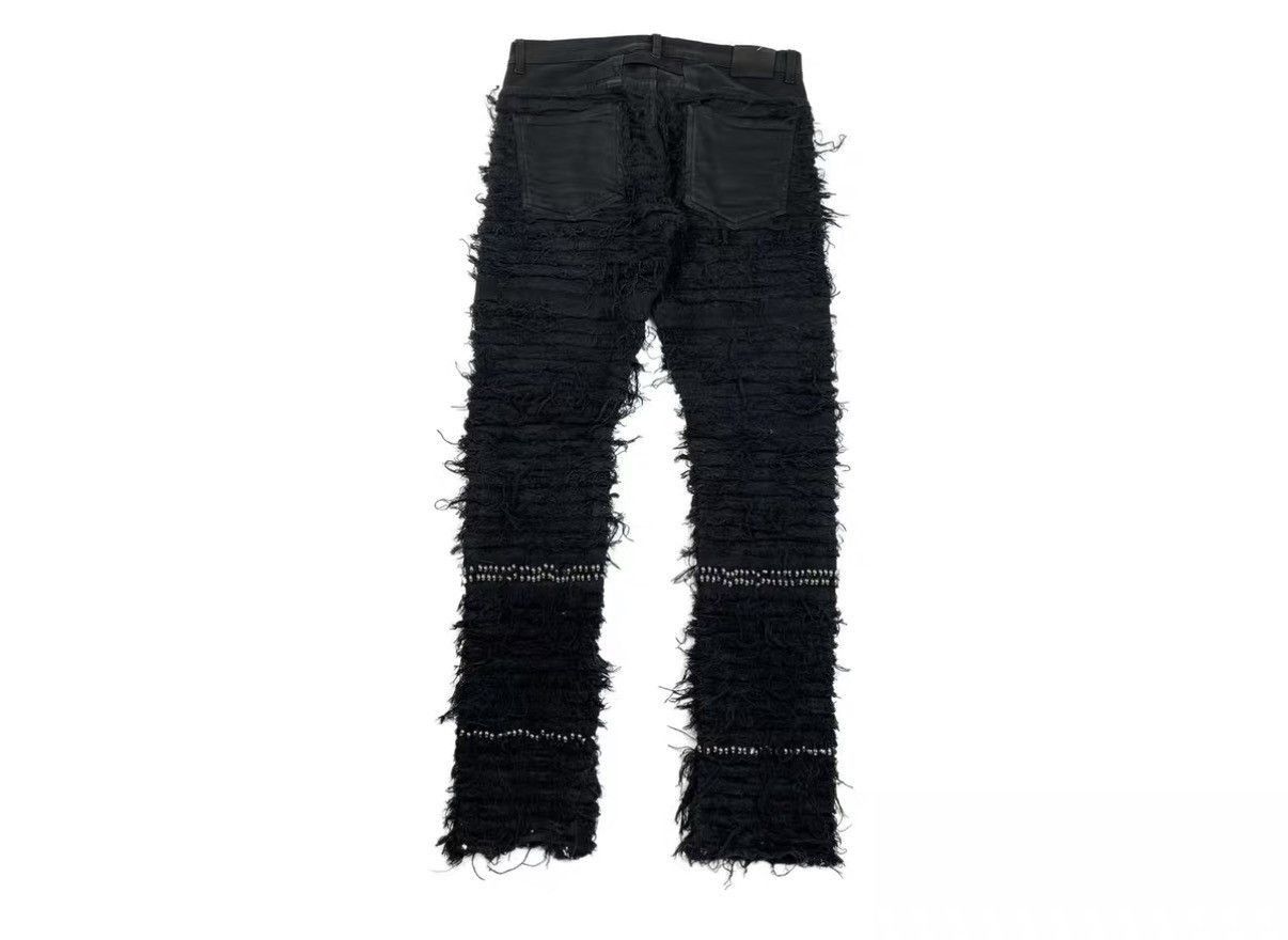 Blackmeans Black Frayed Denim Pants with Stud Accents Size 32 Size US 32 / EU 48 - 2 Thumbnail