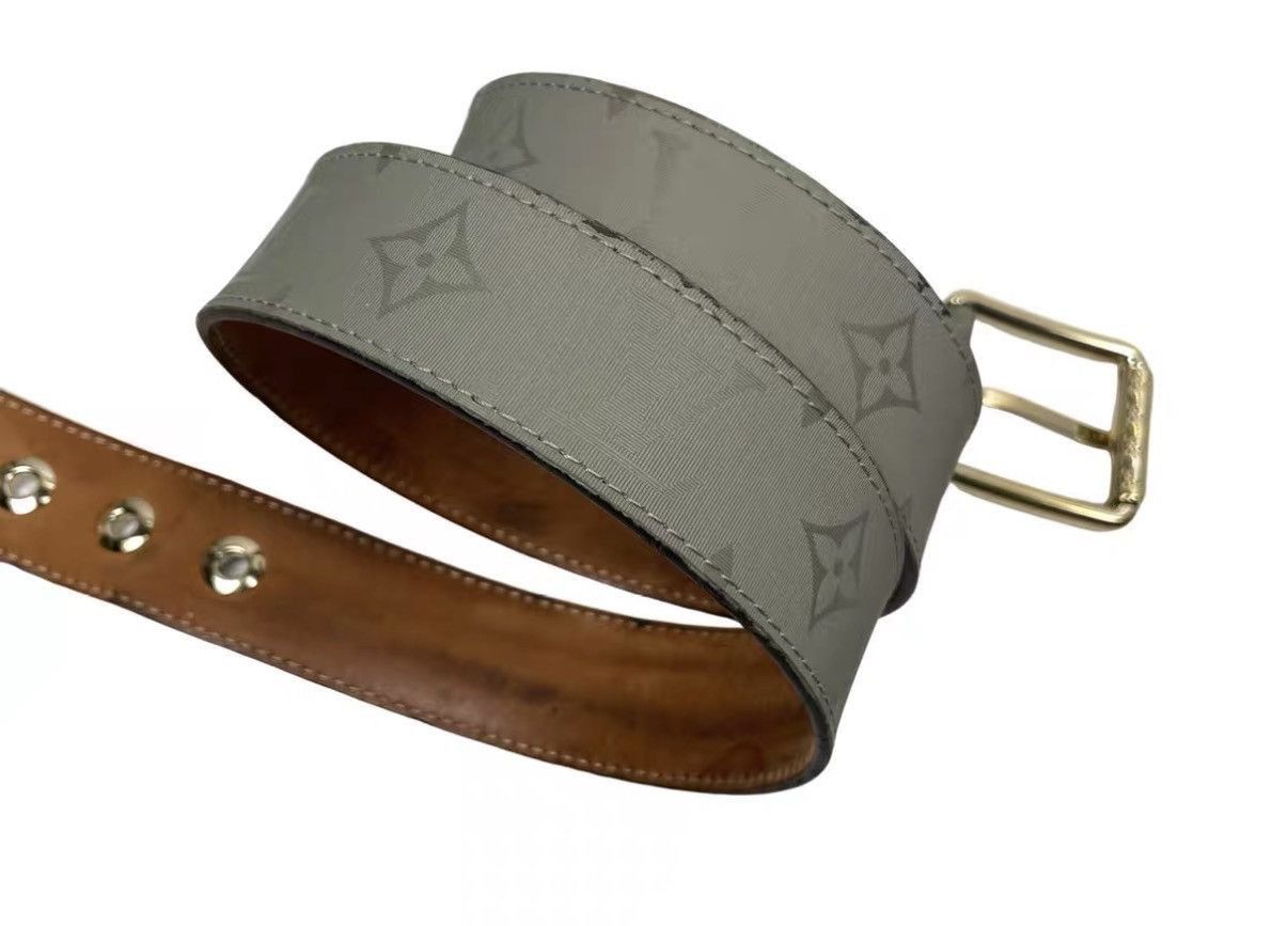 Louis Vuitton Gray Leather Belt with Metal Buckle Size ONE SIZE - 6 Thumbnail