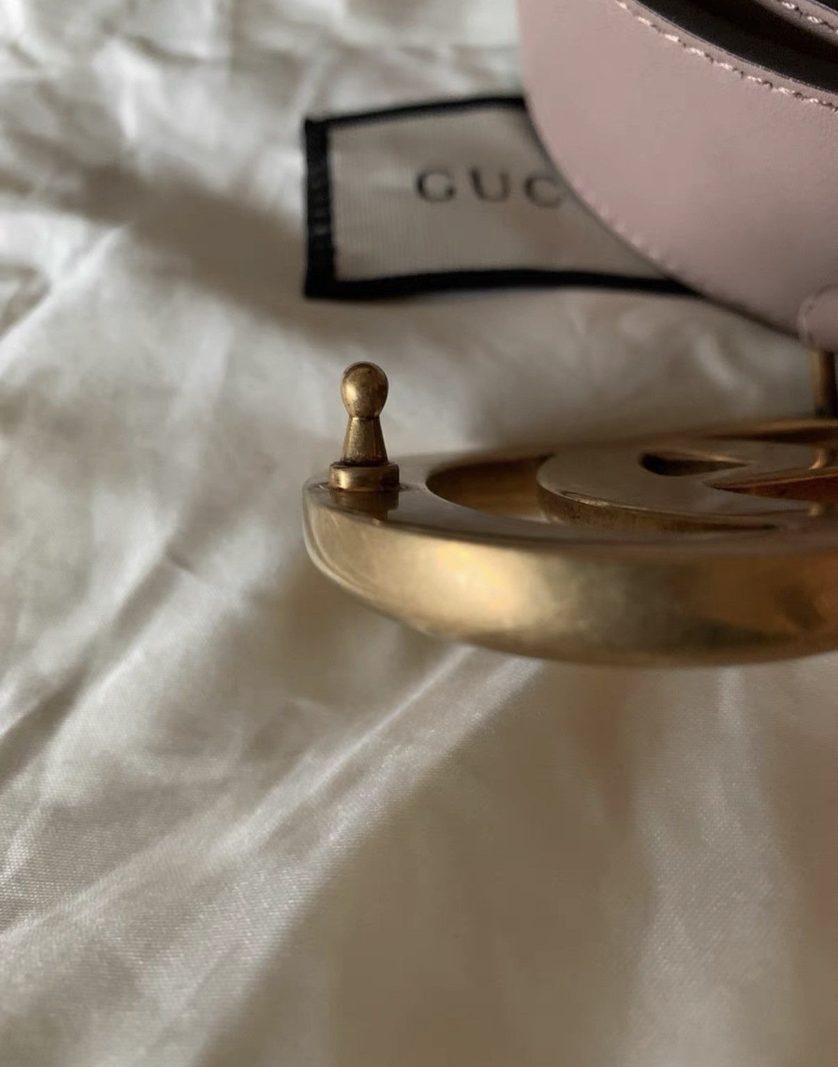 Gucci Pink Leather Belt with Gold Interlocking Buckle Size ONE SIZE - 2 Thumbnail