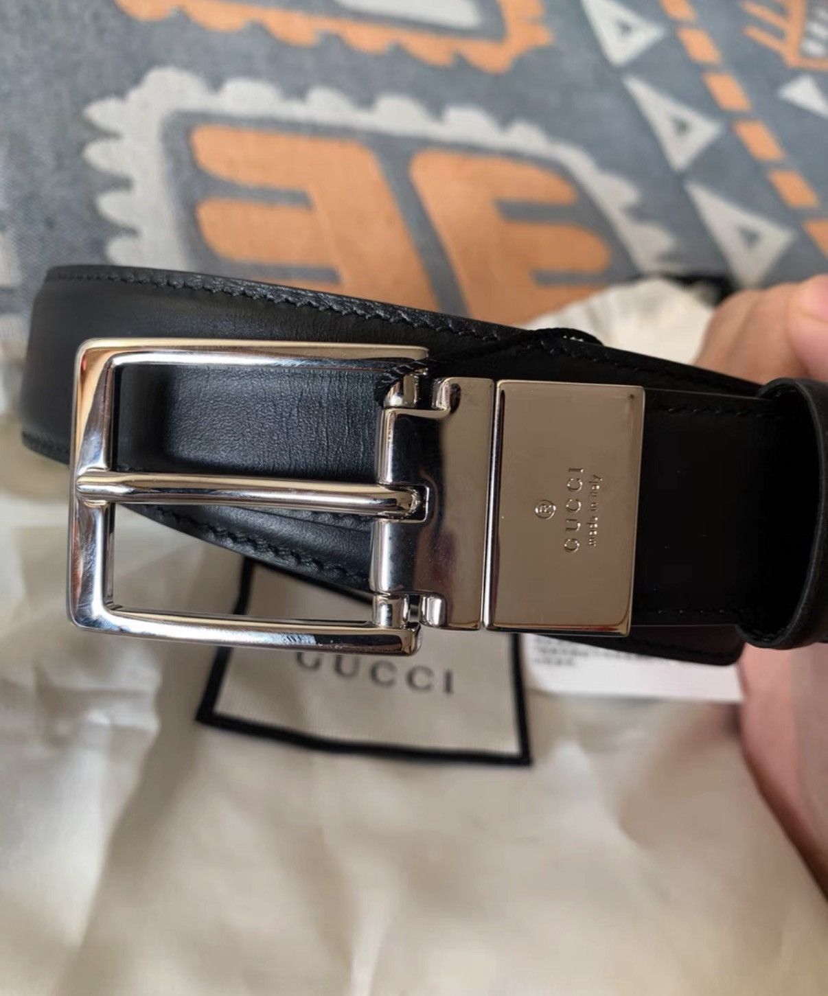 Gucci Black Leather Belt with Silver Buckle Size ONE SIZE - 2 Thumbnail