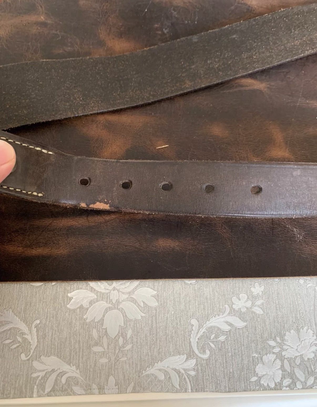 Polo Ralph Lauren Brown Tooled Leather Belt with Brass Buckle Size ONE SIZE - 4 Thumbnail