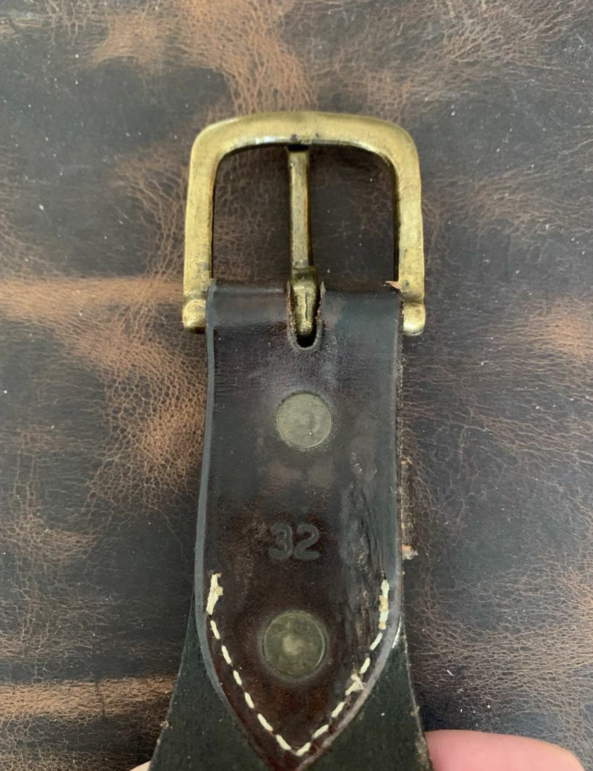 Polo Ralph Lauren Brown Tooled Leather Belt with Brass Buckle Size ONE SIZE - 2 Thumbnail