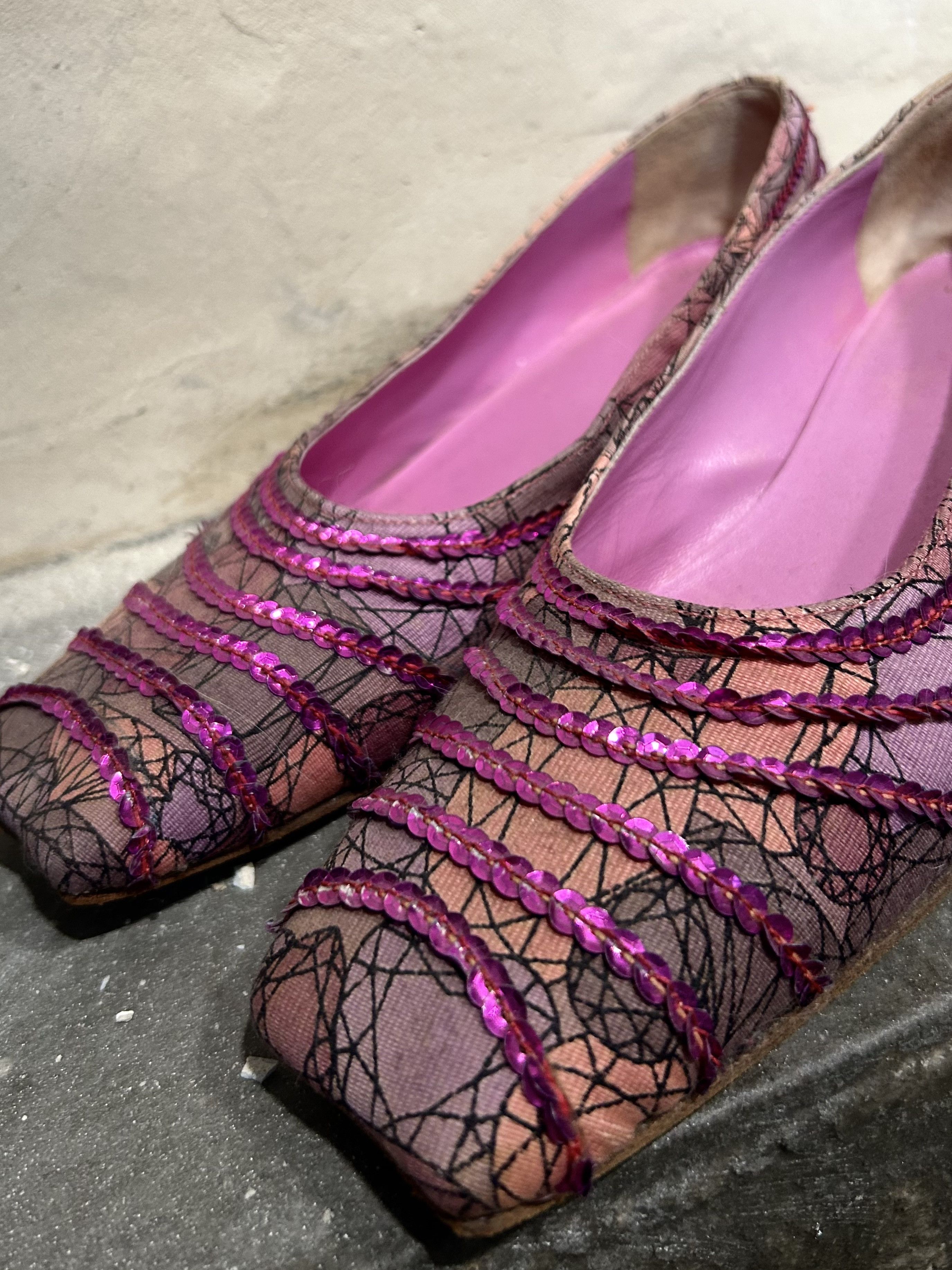 Undercover UNDERCOVER Spider Web Sequin Square Toe Flats Size US 6 / IT 36 - 3 Thumbnail