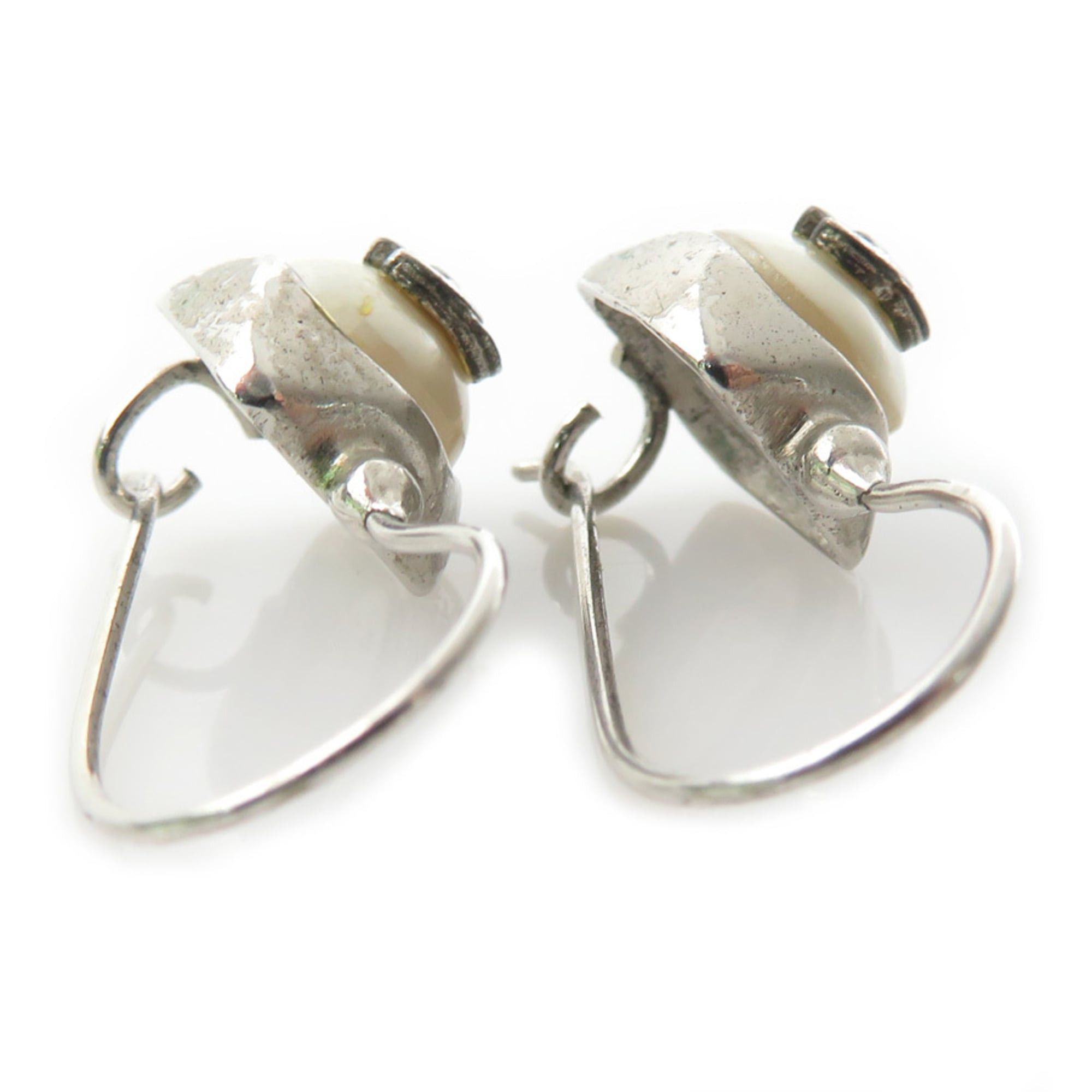 Chanel Chanel earrings, Coco Mark design, metal, faux pearl, silver, off-white, women's, free shipping, e61674a Size ONE SIZE - 5 Thumbnail