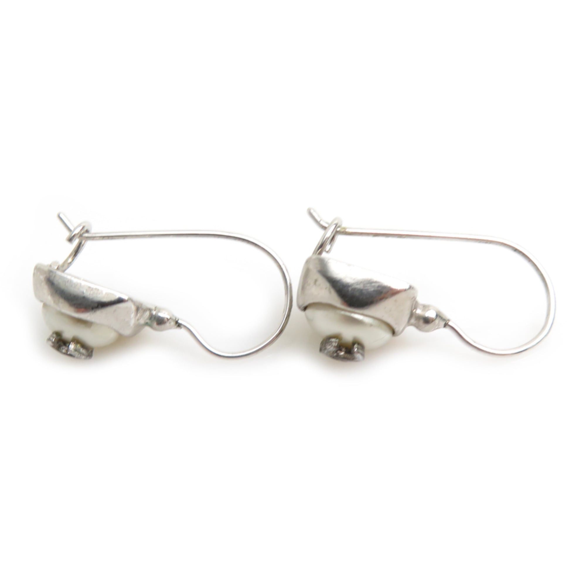 Chanel Chanel earrings, Coco Mark design, metal, faux pearl, silver, off-white, women's, free shipping, e61674a Size ONE SIZE - 4 Thumbnail