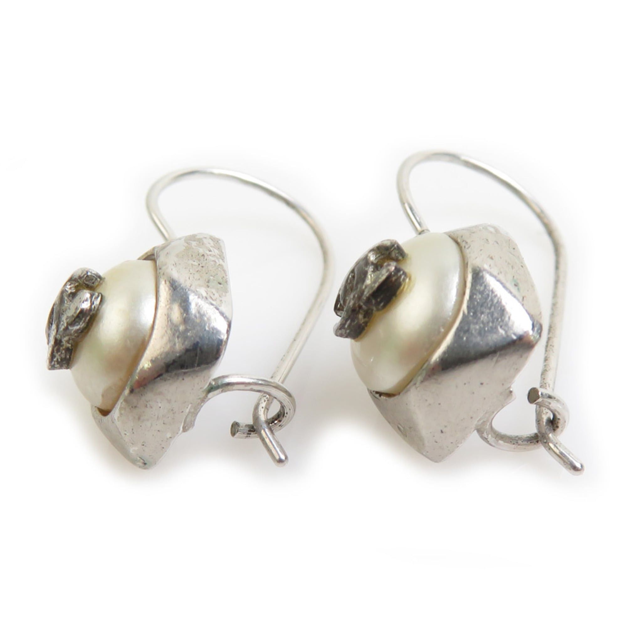 Chanel Chanel earrings, Coco Mark design, metal, faux pearl, silver, off-white, women's, free shipping, e61674a Size ONE SIZE - 3 Thumbnail