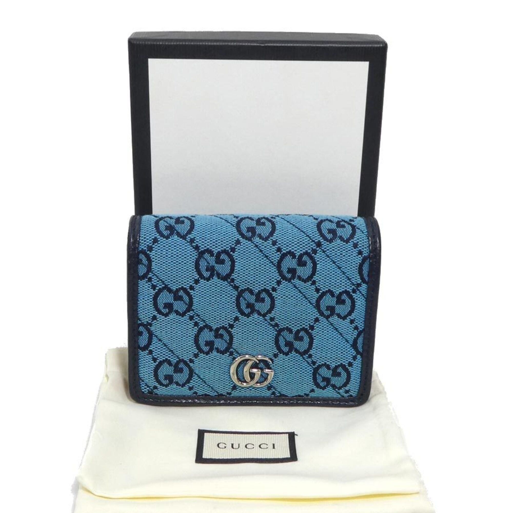 Gucci Gucci Bi-fold wallet GG Marmont canvas Blue Pink Men's Women's 466492 Free shipping h32096a Size ONE SIZE - 13 Thumbnail