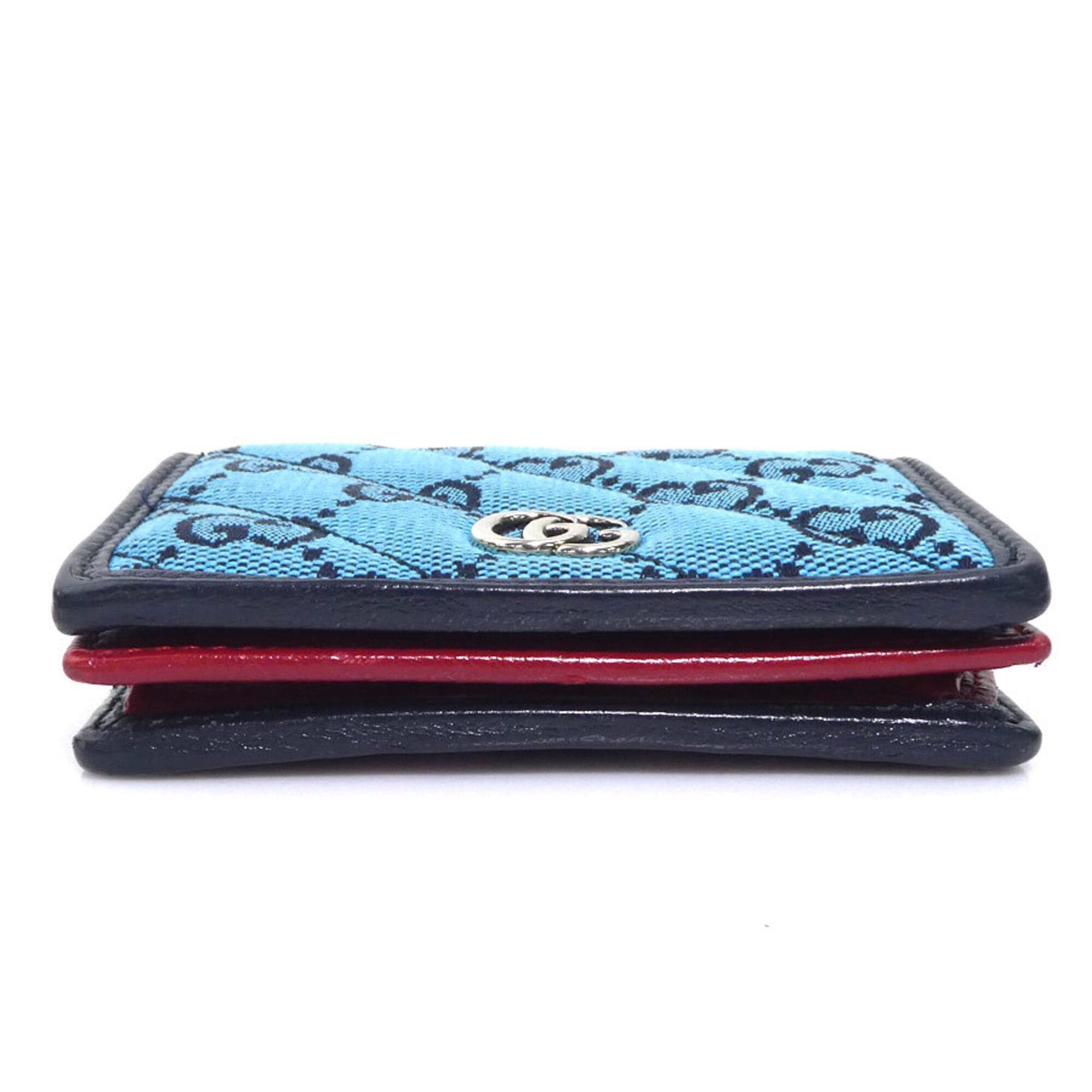 Gucci Gucci Bi-fold wallet GG Marmont canvas Blue Pink Men's Women's 466492 Free shipping h32096a Size ONE SIZE - 4 Thumbnail