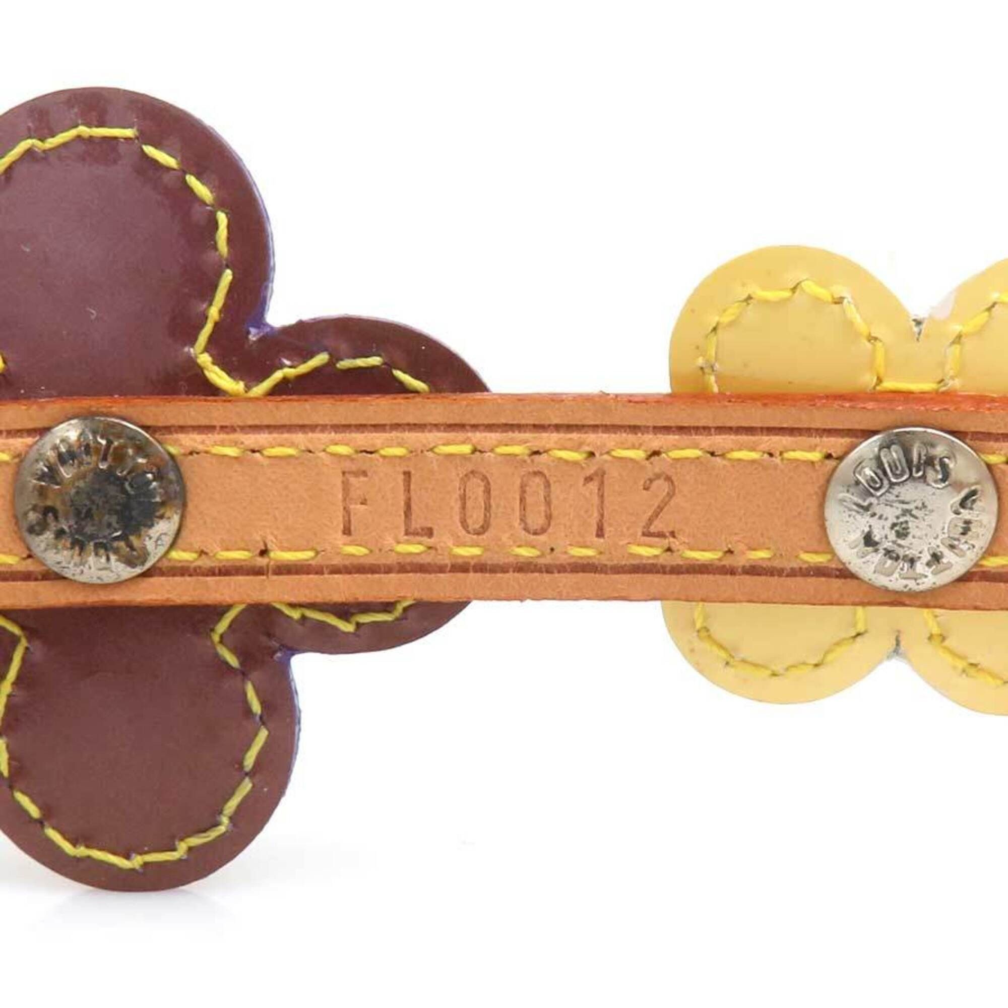 Louis Vuitton Louis Vuitton Flower Lexington Bracelet, Leather, Patent Beige, Multicolor, Silver, Men's, Free Shipping, e61698 Size ONE SIZE - 12 Thumbnail