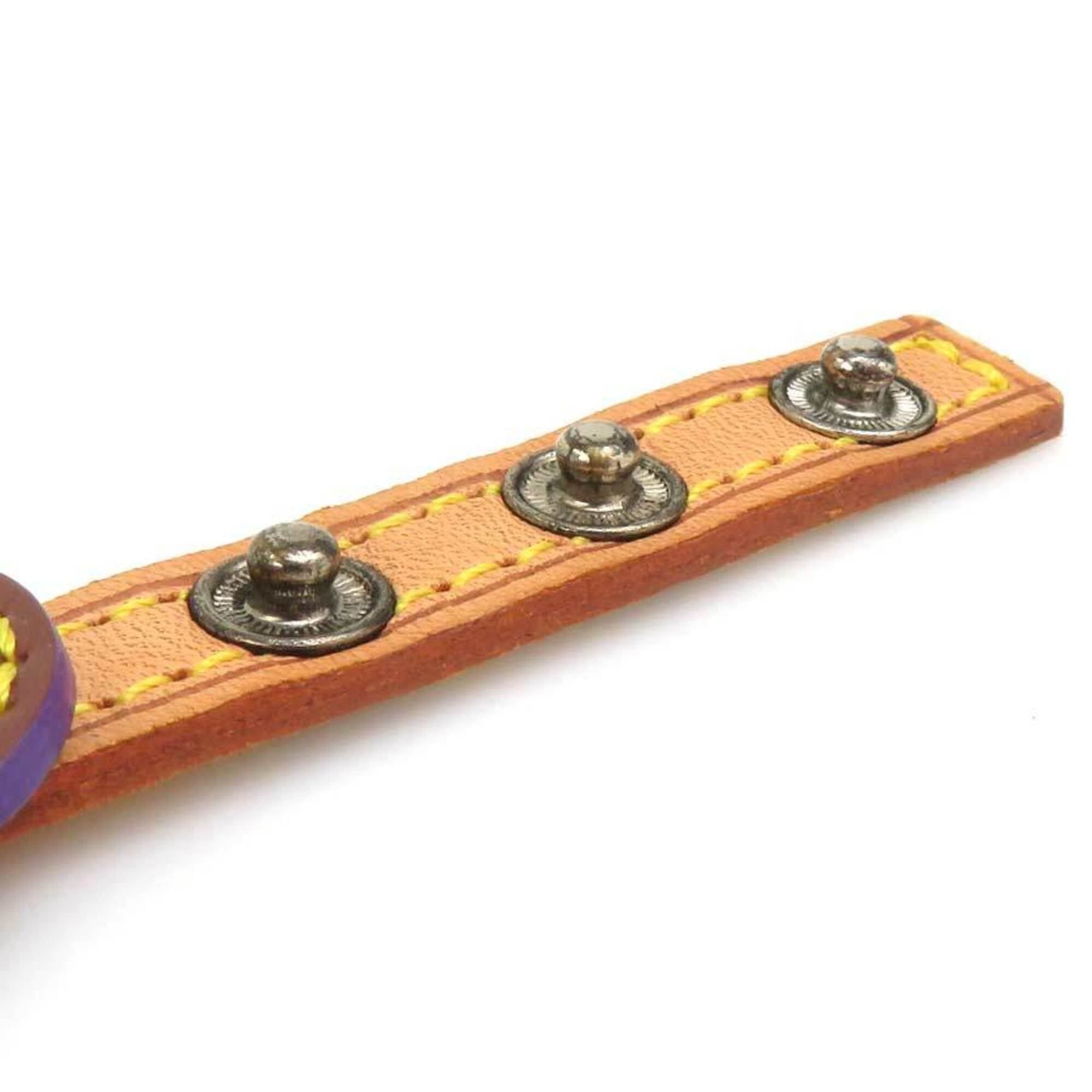 Louis Vuitton Louis Vuitton Flower Lexington Bracelet, Leather, Patent Beige, Multicolor, Silver, Men's, Free Shipping, e61698 Size ONE SIZE - 9 Thumbnail