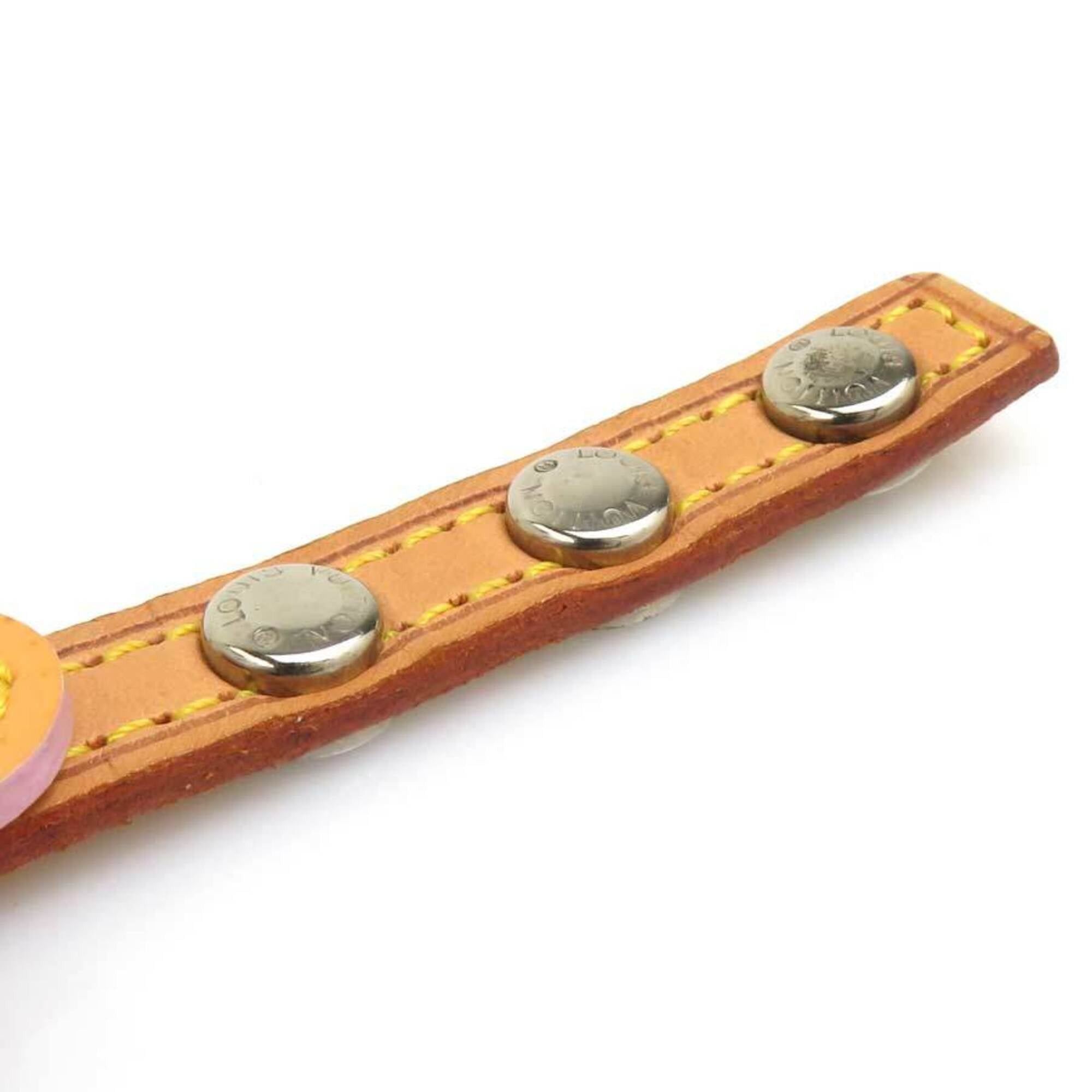 Louis Vuitton Louis Vuitton Flower Lexington Bracelet, Leather, Patent Beige, Multicolor, Silver, Men's, Free Shipping, e61698 Size ONE SIZE - 10 Thumbnail