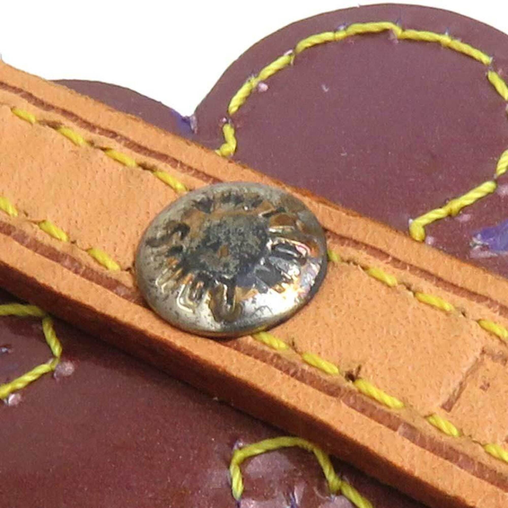 Louis Vuitton Louis Vuitton Flower Lexington Bracelet, Leather, Patent Beige, Multicolor, Silver, Men's, Free Shipping, e61698 Size ONE SIZE - 8 Thumbnail
