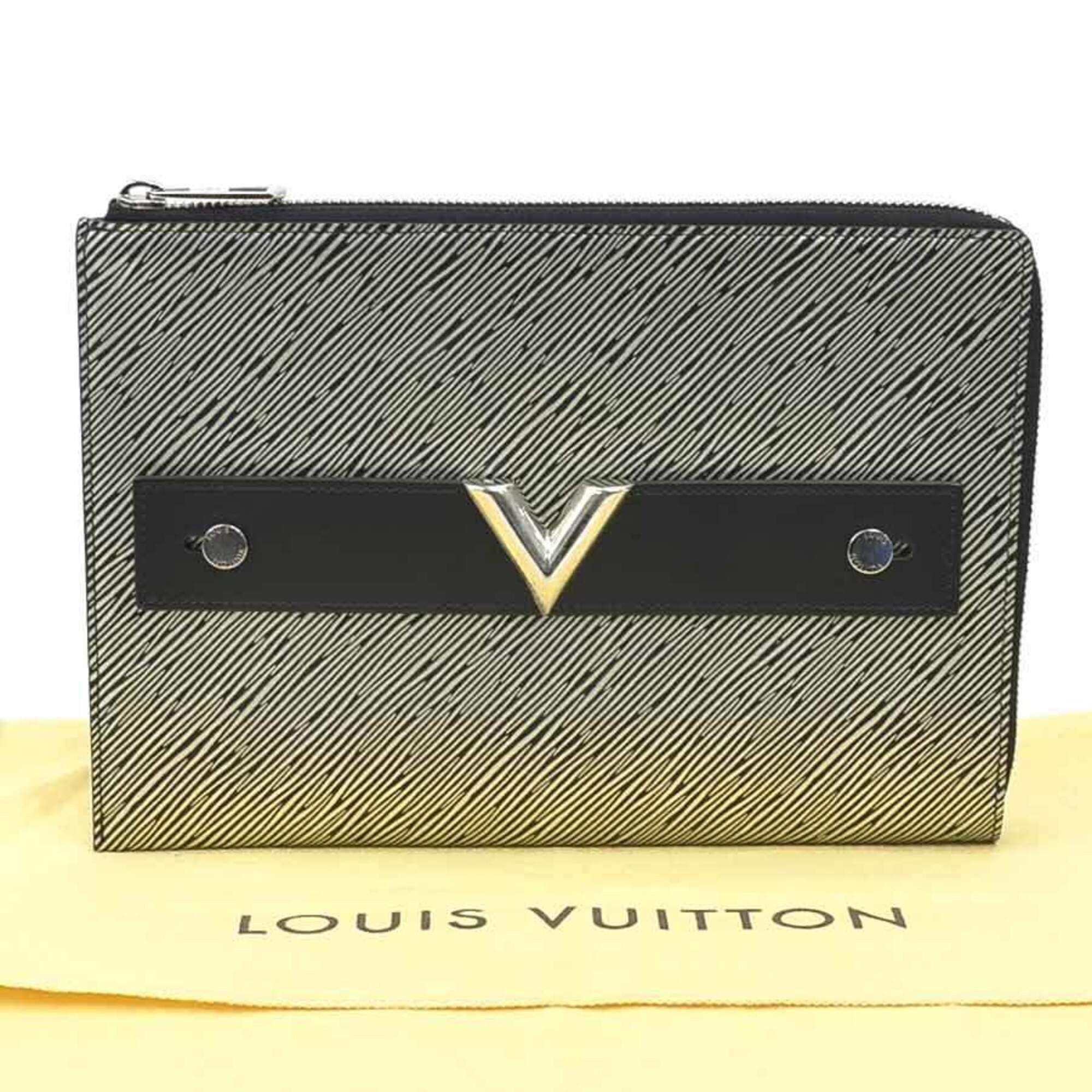 Louis Vuitton Louis Vuitton Clutch Bag Epi Platine Pochette Platte Leather Silver Black Men's M62092 Free Shipping e61663 Size ONE SIZE - 13 Thumbnail