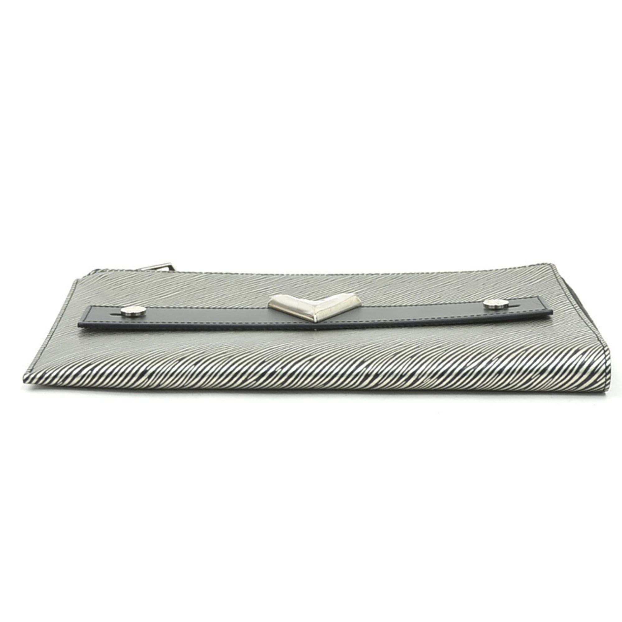 Louis Vuitton Louis Vuitton Clutch Bag Epi Platine Pochette Platte Leather Silver Black Men's M62092 Free Shipping e61663 Size ONE SIZE - 4 Thumbnail