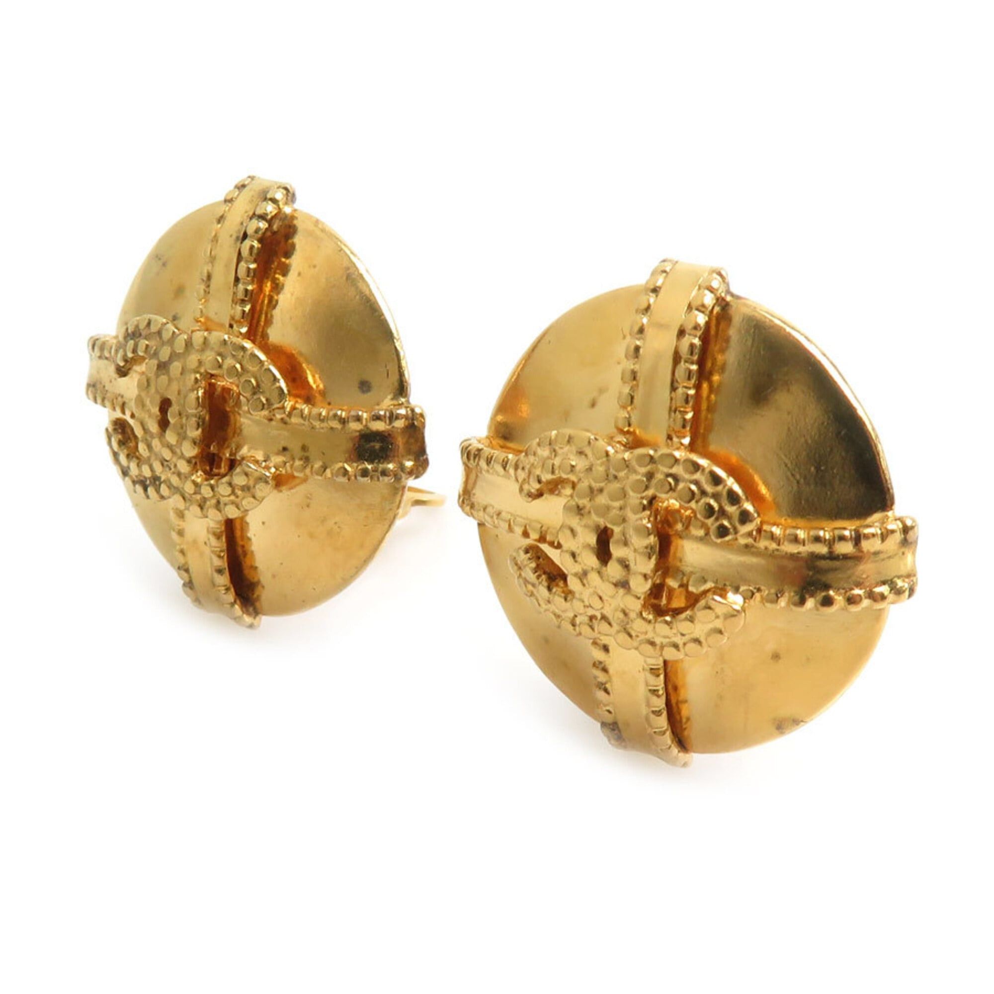 Chanel Chanel earrings, Coco Mark design, metal, gold, women's, free shipping, e61687a Size ONE SIZE - 2 Thumbnail