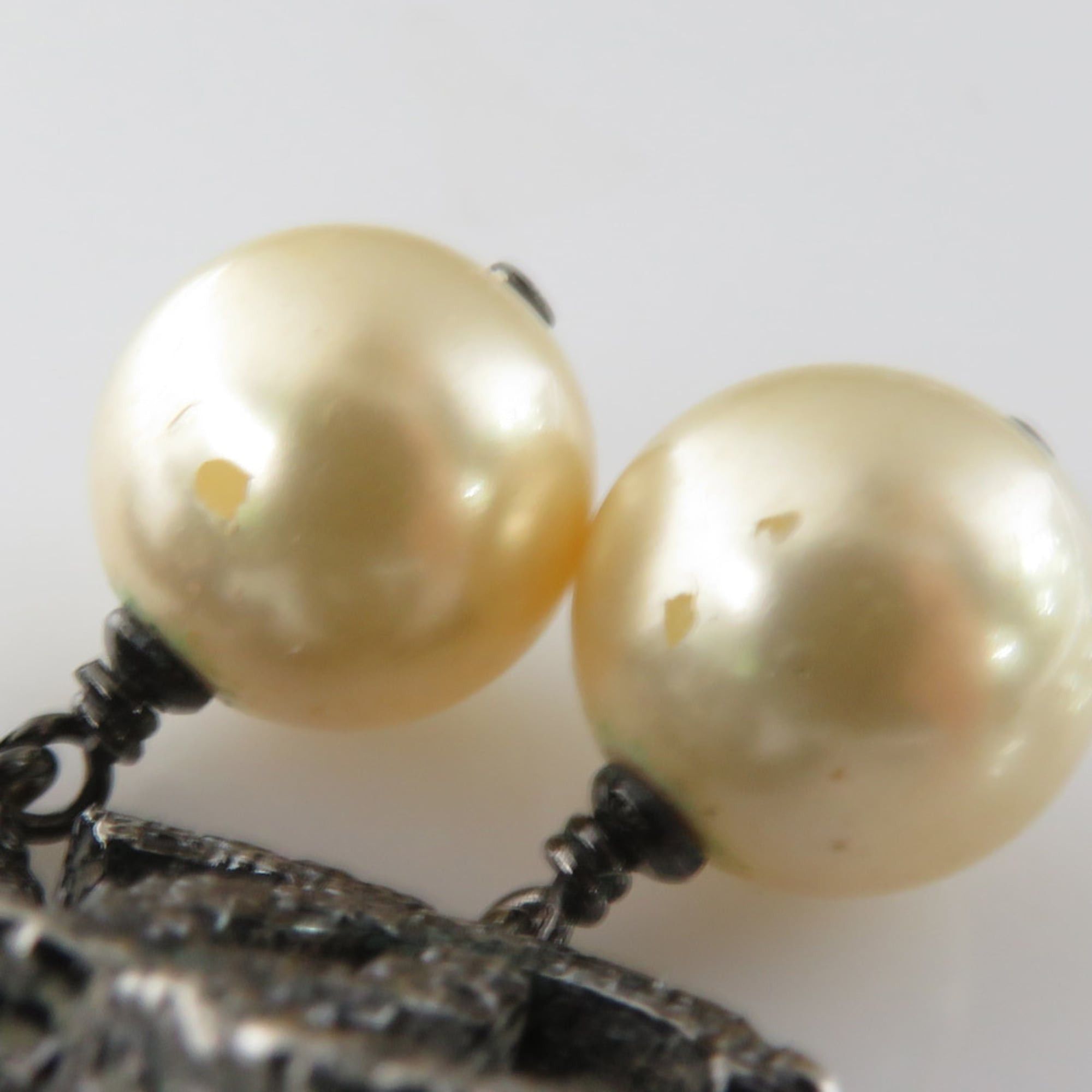 Chanel Chanel earrings, Coco Mark design, metal, faux pearl, gunmetal, off-white, women's, free shipping, e61673a Size ONE SIZE - 3 Thumbnail