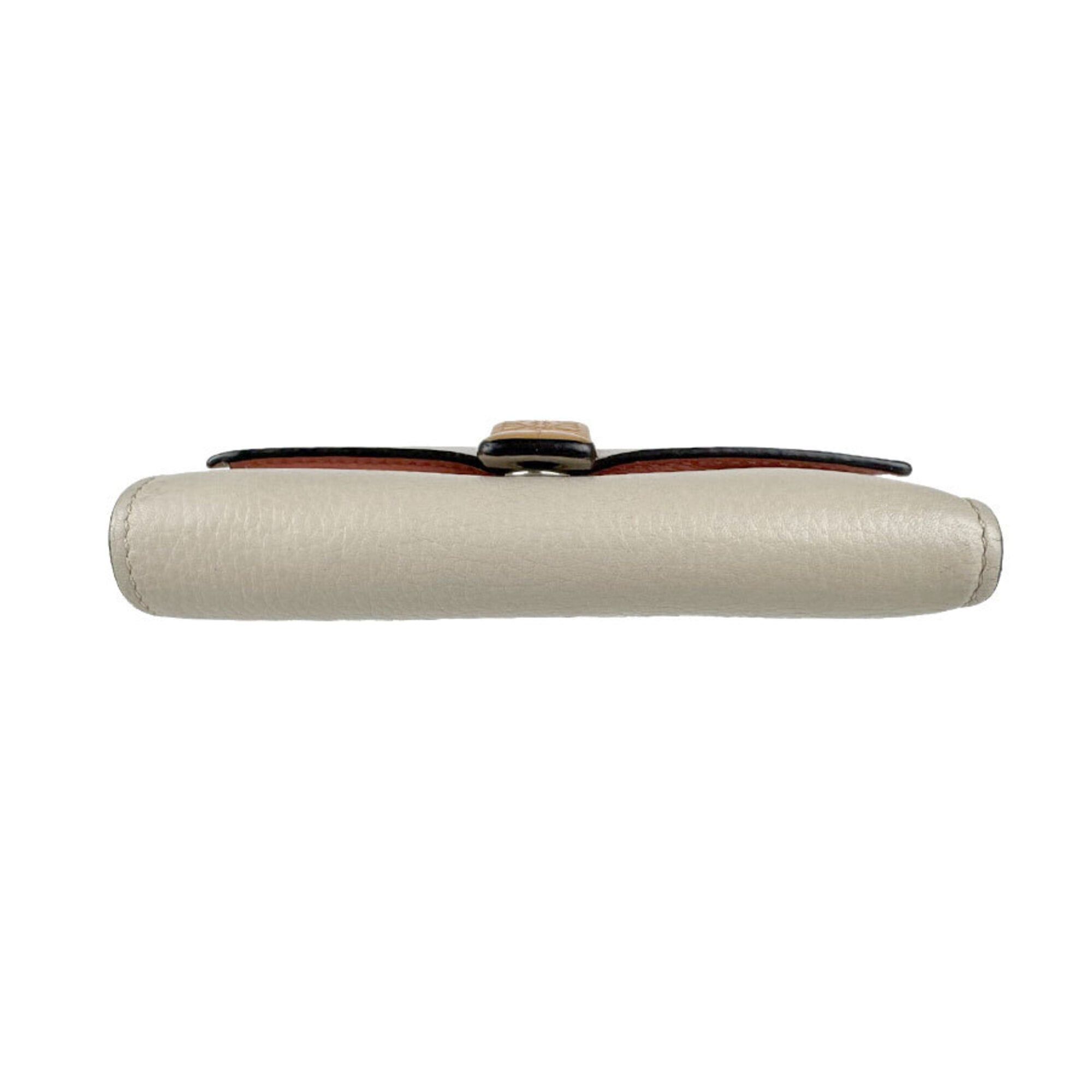 Loewe Loewe Tri-fold Wallet Vertical Small Leather Light Greige Brown Silver Women's Free Shipping z9127 Size ONE SIZE - 4 Thumbnail