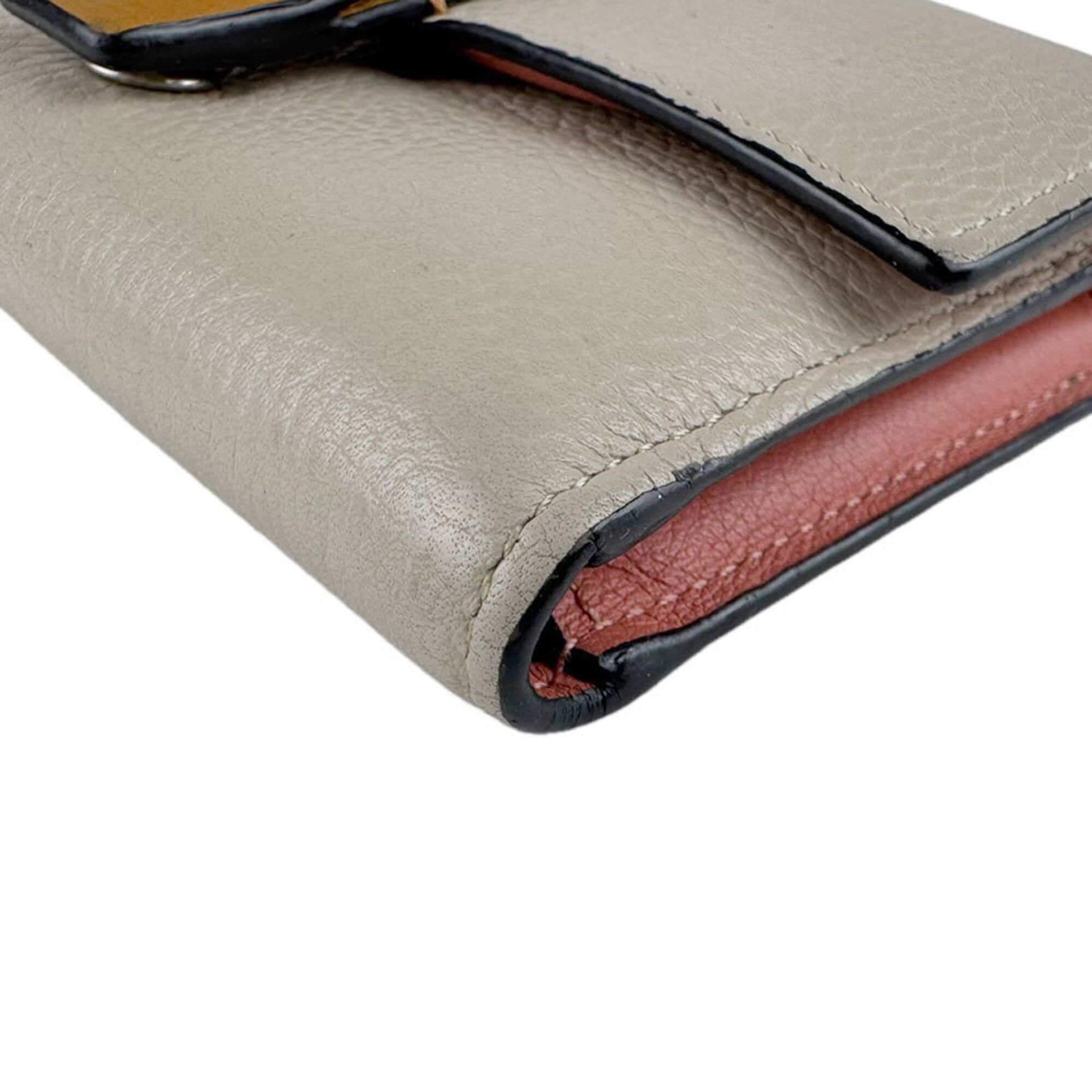 Loewe Loewe Tri-fold Wallet Vertical Small Leather Light Greige Brown Silver Women's Free Shipping z9127 Size ONE SIZE - 10 Thumbnail