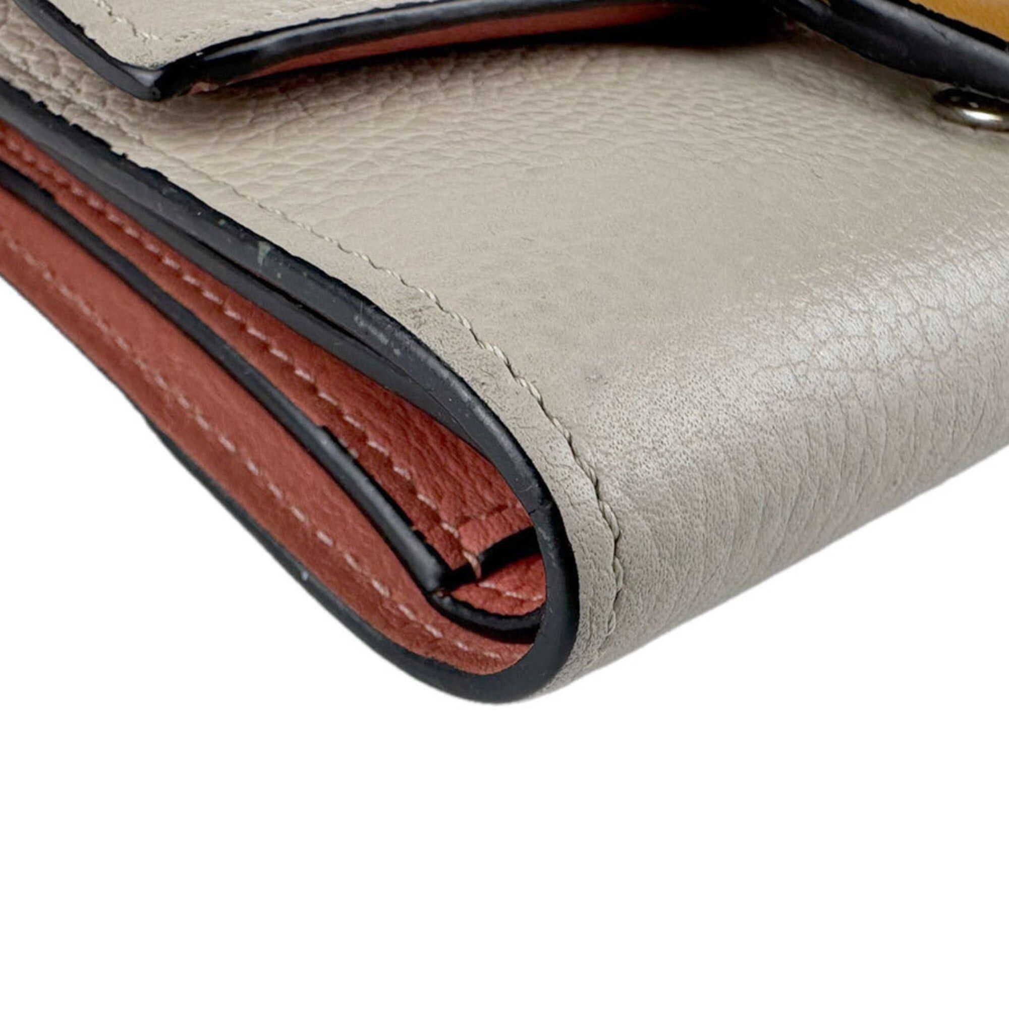 Loewe Loewe Tri-fold Wallet Vertical Small Leather Light Greige Brown Silver Women's Free Shipping z9127 Size ONE SIZE - 9 Thumbnail