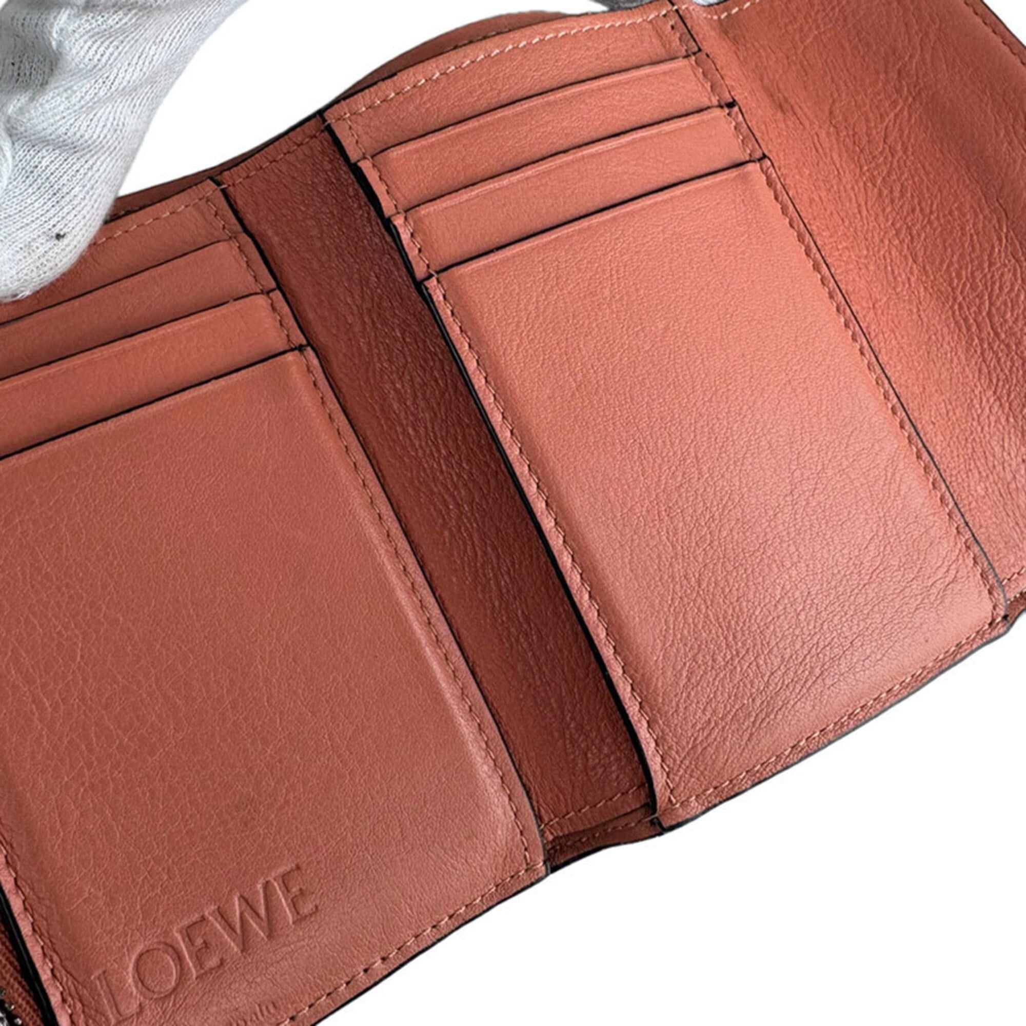 Loewe Loewe Tri-fold Wallet Vertical Small Leather Light Greige Brown Silver Women's Free Shipping z9127 Size ONE SIZE - 12 Thumbnail