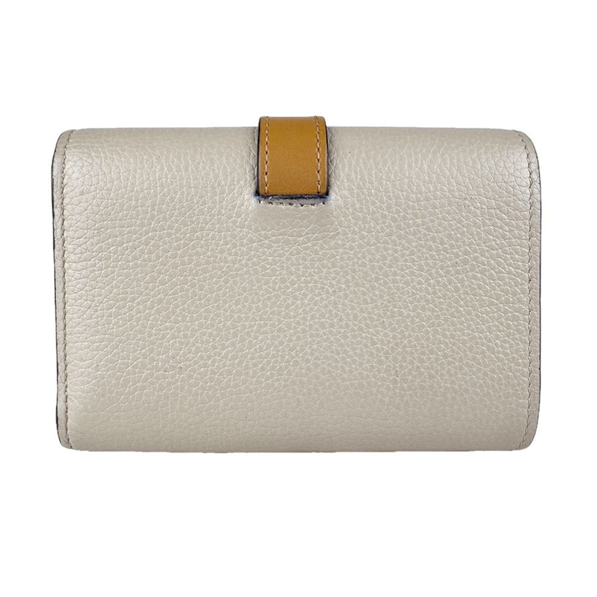 Loewe Loewe Tri-fold Wallet Vertical Small Leather Light Greige Brown Silver Women's Free Shipping z9127 Size ONE SIZE - 3 Thumbnail