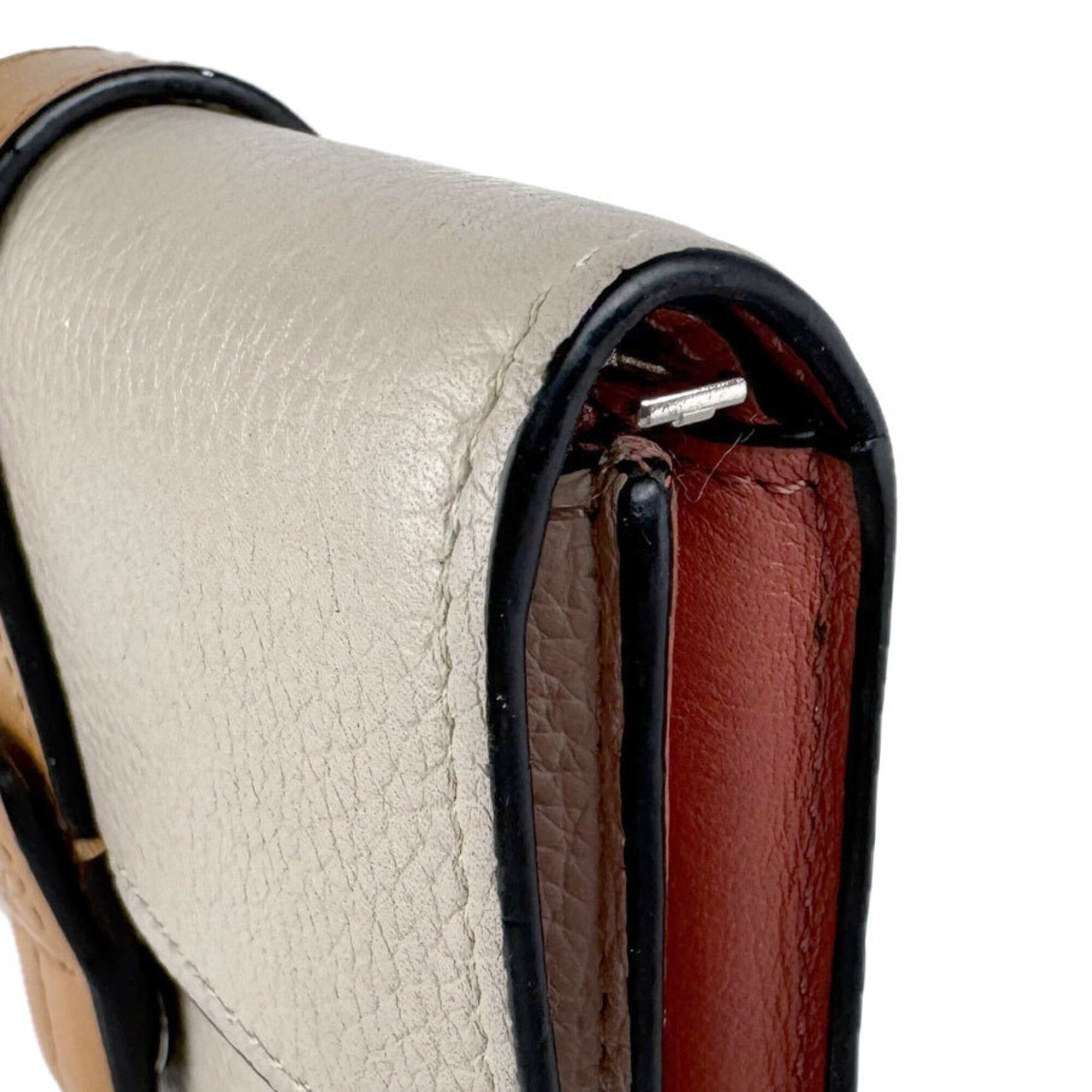 Loewe Loewe Tri-fold Wallet Vertical Small Leather Light Greige Brown Silver Women's Free Shipping z9127 Size ONE SIZE - 8 Thumbnail