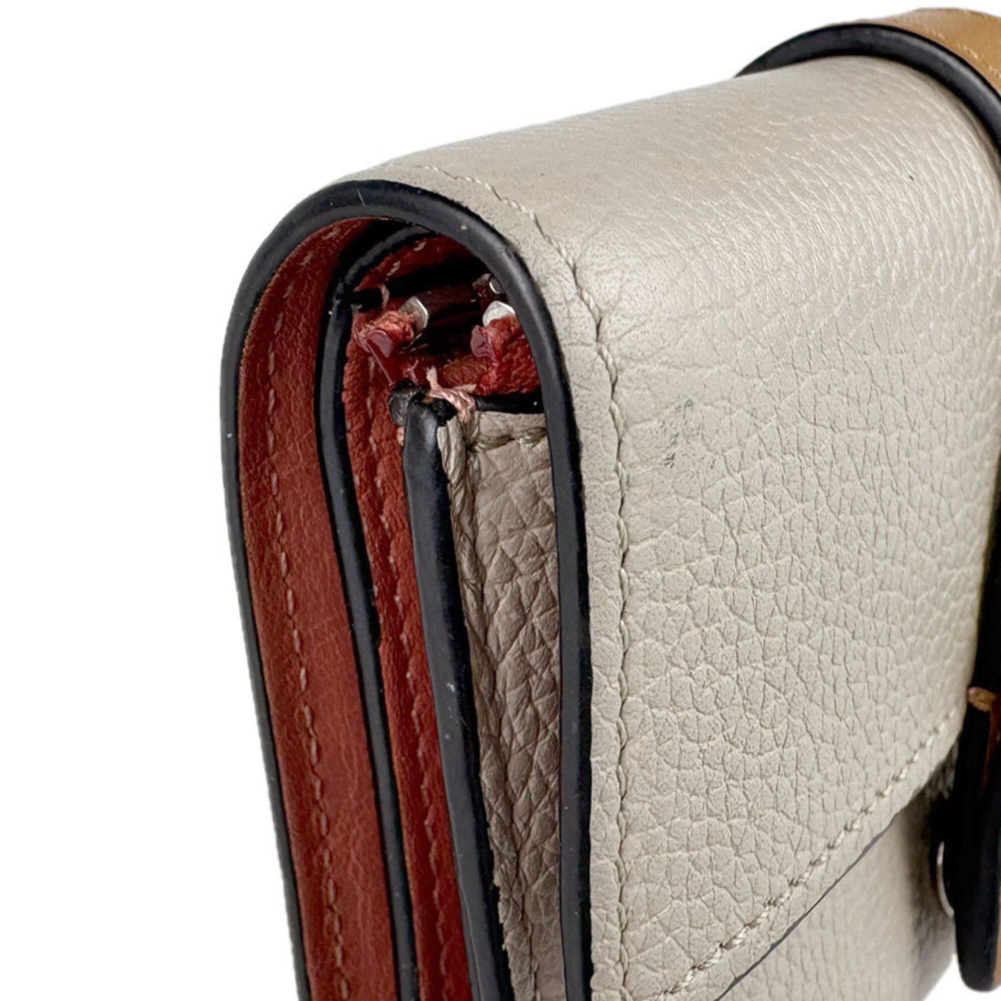 Loewe Loewe Tri-fold Wallet Vertical Small Leather Light Greige Brown Silver Women's Free Shipping z9127 Size ONE SIZE - 7 Thumbnail