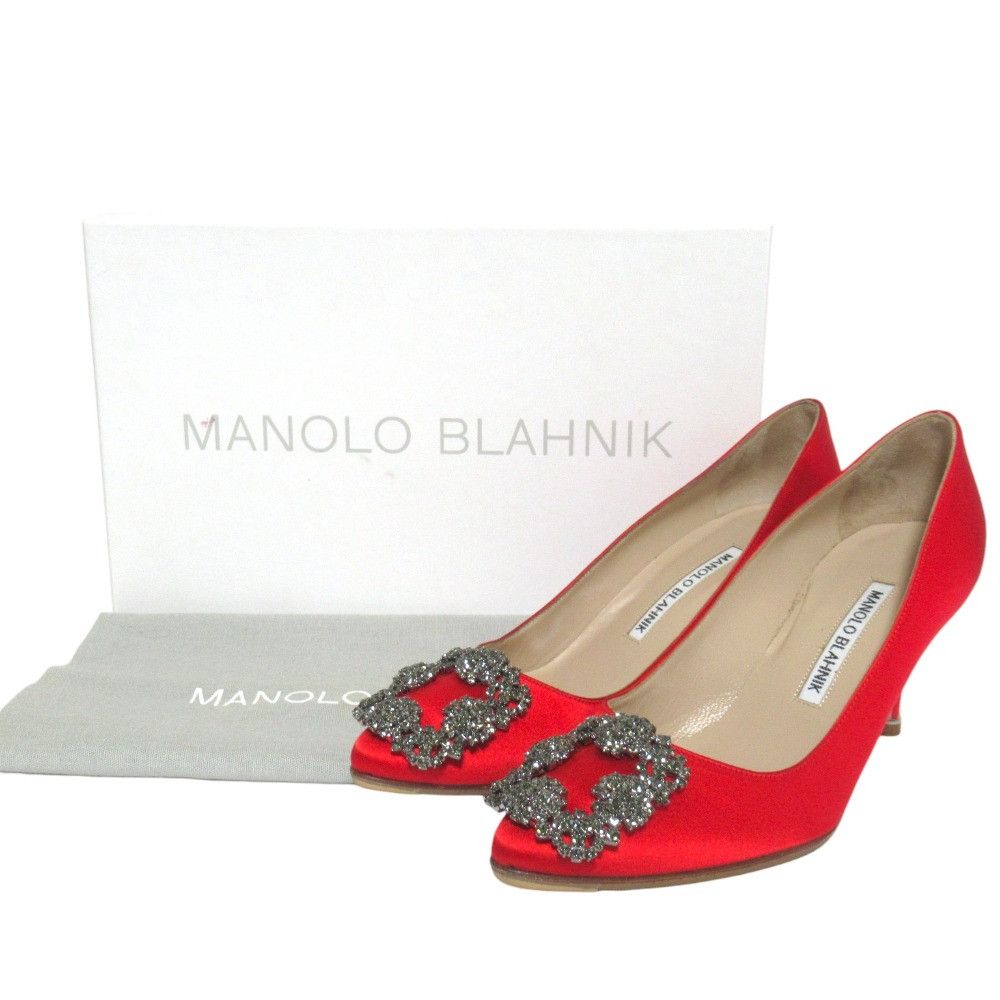 Manolo Blahnik Manolo Blahnik Manolo Blahnik Hangisi Satin Pumps Textile Shoes DUTY FREE for USA Size ONE SIZE - 10 Thumbnail