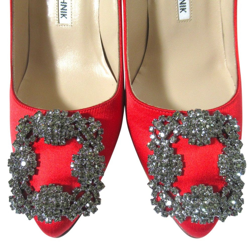 Manolo Blahnik Manolo Blahnik Manolo Blahnik Hangisi Satin Pumps Textile Shoes DUTY FREE for USA Size ONE SIZE - 4 Thumbnail