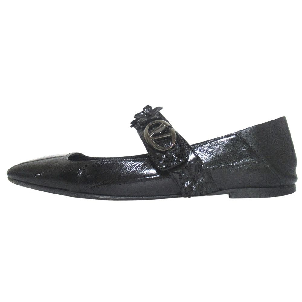 Valentino Valentino Valentino Garavani V Logo Rockstud Leather Ballet Flats Leather Shoes DUTY FREE for USA Size ONE SIZE - 2 Thumbnail