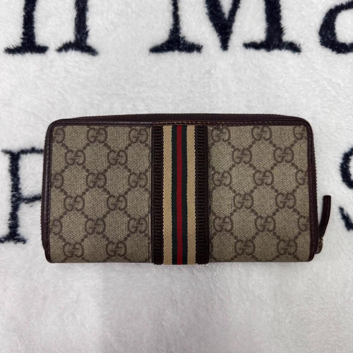 Gucci GG Pattern Zip-Around Wallet with Web Stripe Size ONE SIZE - 2 Thumbnail