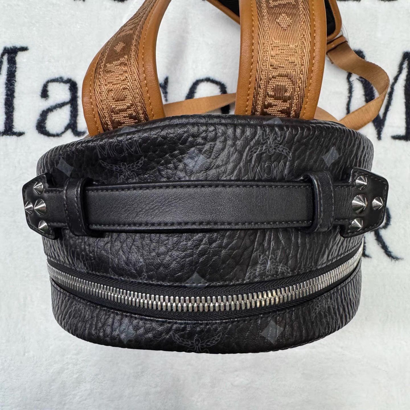 MCM Black Textured Leather Backpack with Front Zip Pocket Size ONE SIZE - 2 Thumbnail
