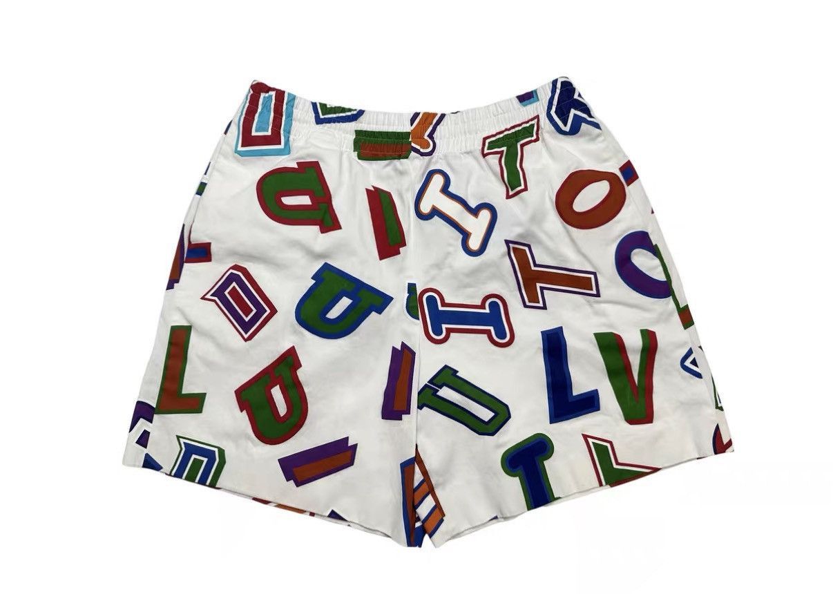 Louis Vuitton White Colorful Letter Print Shorts Size 38 Size US 27 - 2 Thumbnail