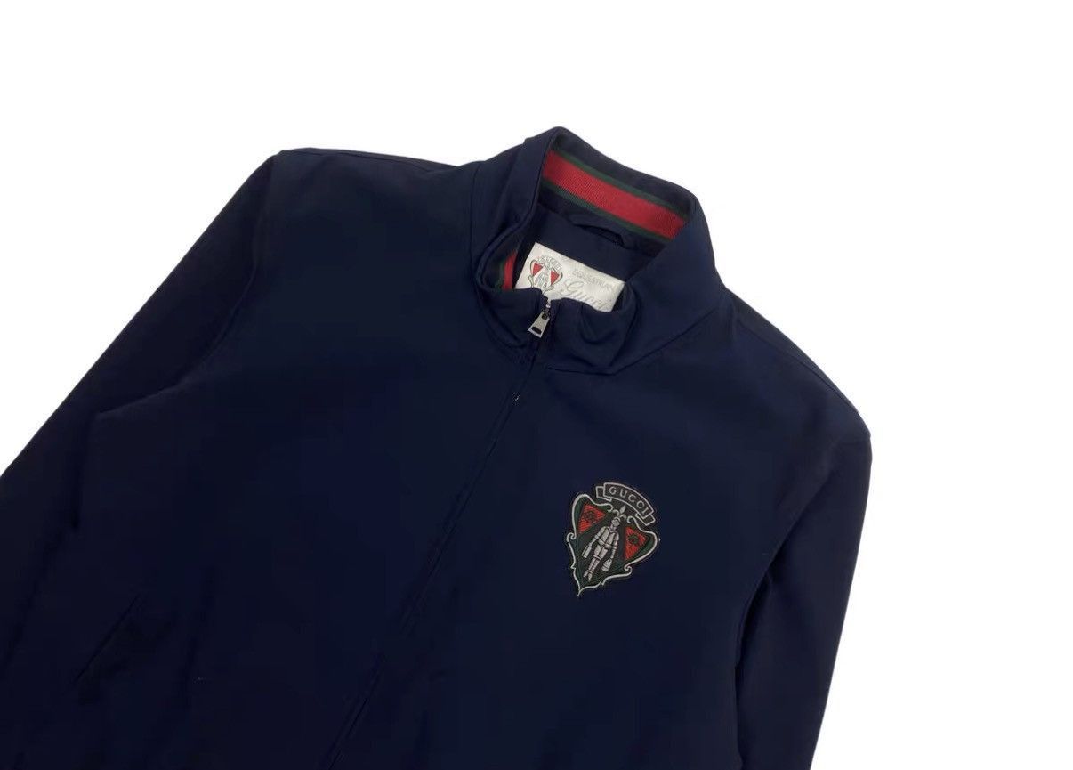 Gucci Blue Zip-Up Bomber Jacket with Emblem - Size M Size US M / EU 48-50 / 2 - 3 Thumbnail