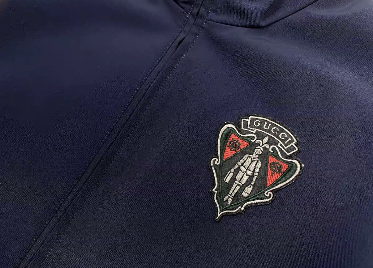Gucci Blue Zip-Up Bomber Jacket with Emblem - Size M Size US M / EU 48-50 / 2 - 5 Thumbnail