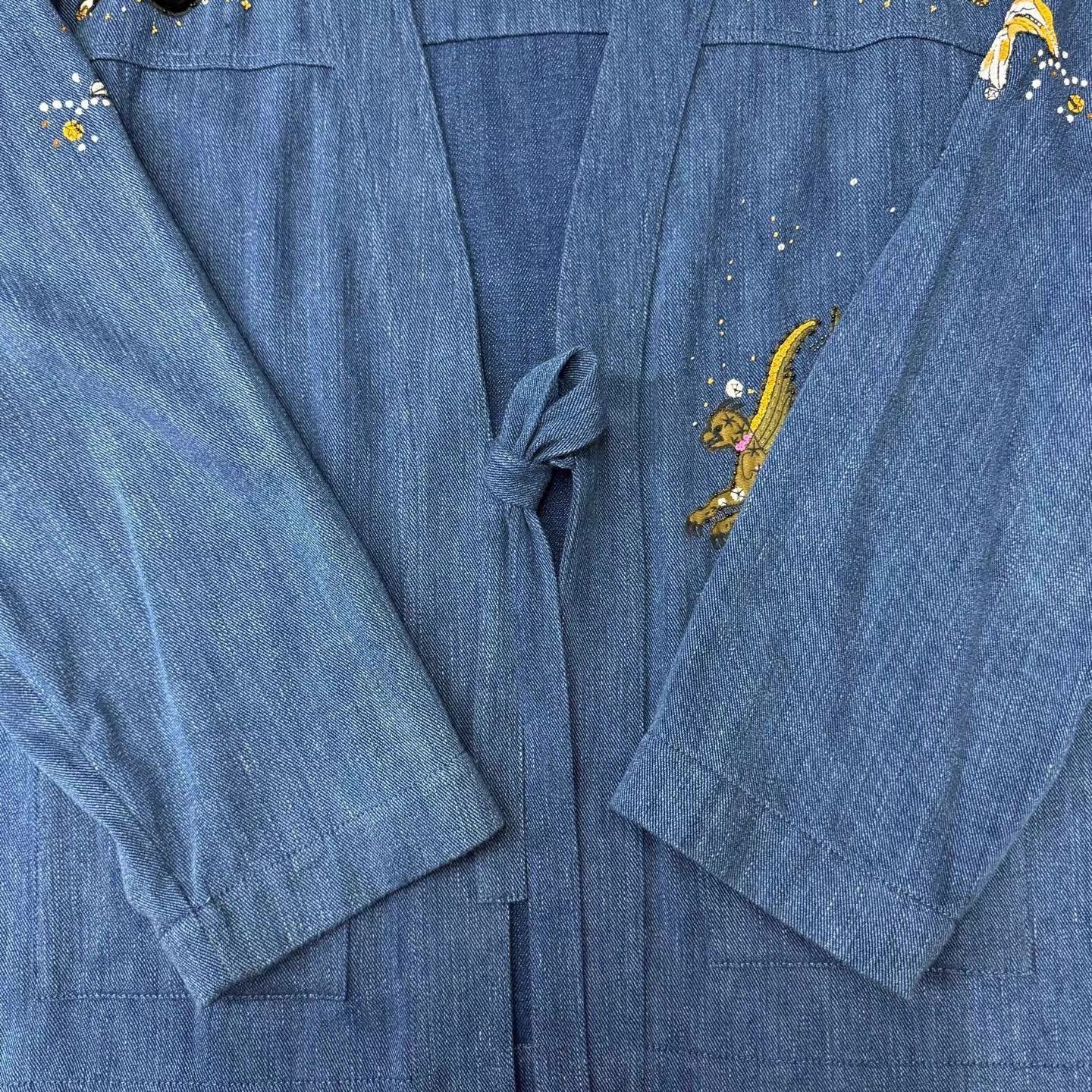 Valentino Blue Embroidered Short Sleeve Wrap Top Size US XL / EU 56 / 4 - 2 Thumbnail